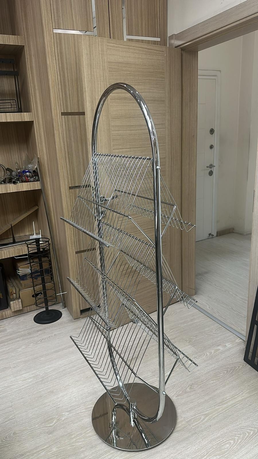 Chrome Magazine Rack Stand | Mid Century Modern Style Metal Rack