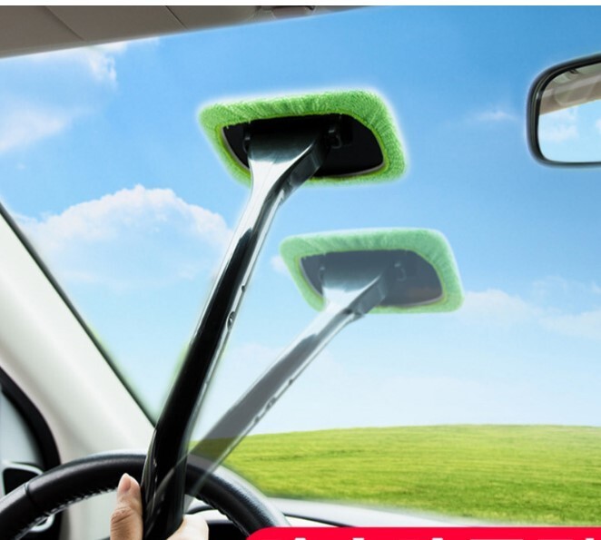 Cleaning Mop Car Dual-Use Dust Removal Defogging(Blue/Green) 2Pcs
