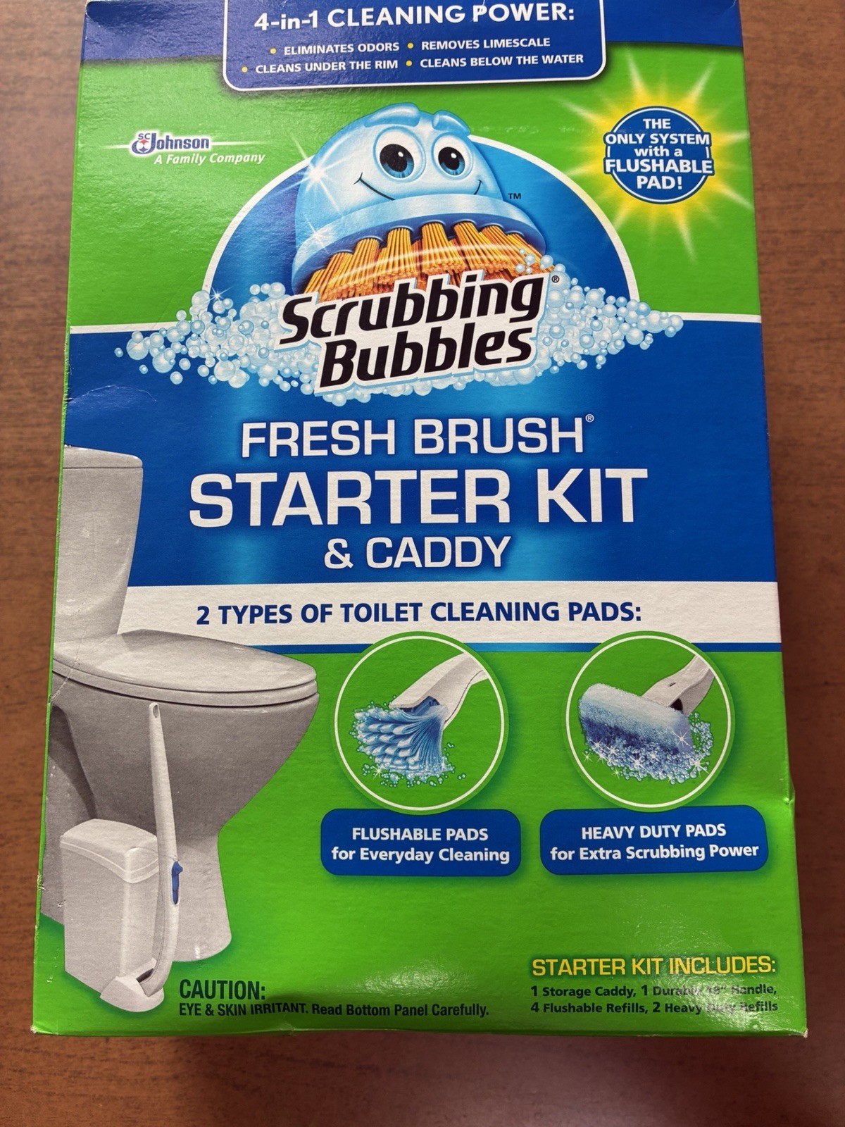 Scrubbing Bubbles Fresh Brush Starter Kit/Caddy 2 Toilet Cleaning Pads 4-in-1