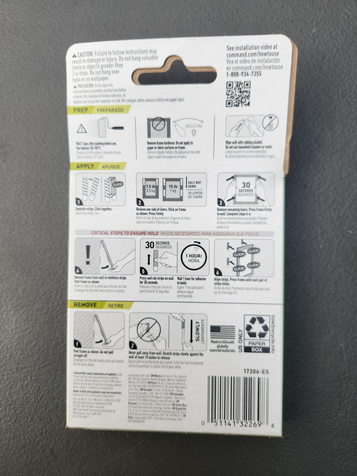 (6 Pk) Command Large Hanging Strips, 15 lb., White, 4 Pairs/Pack (17206-ES)