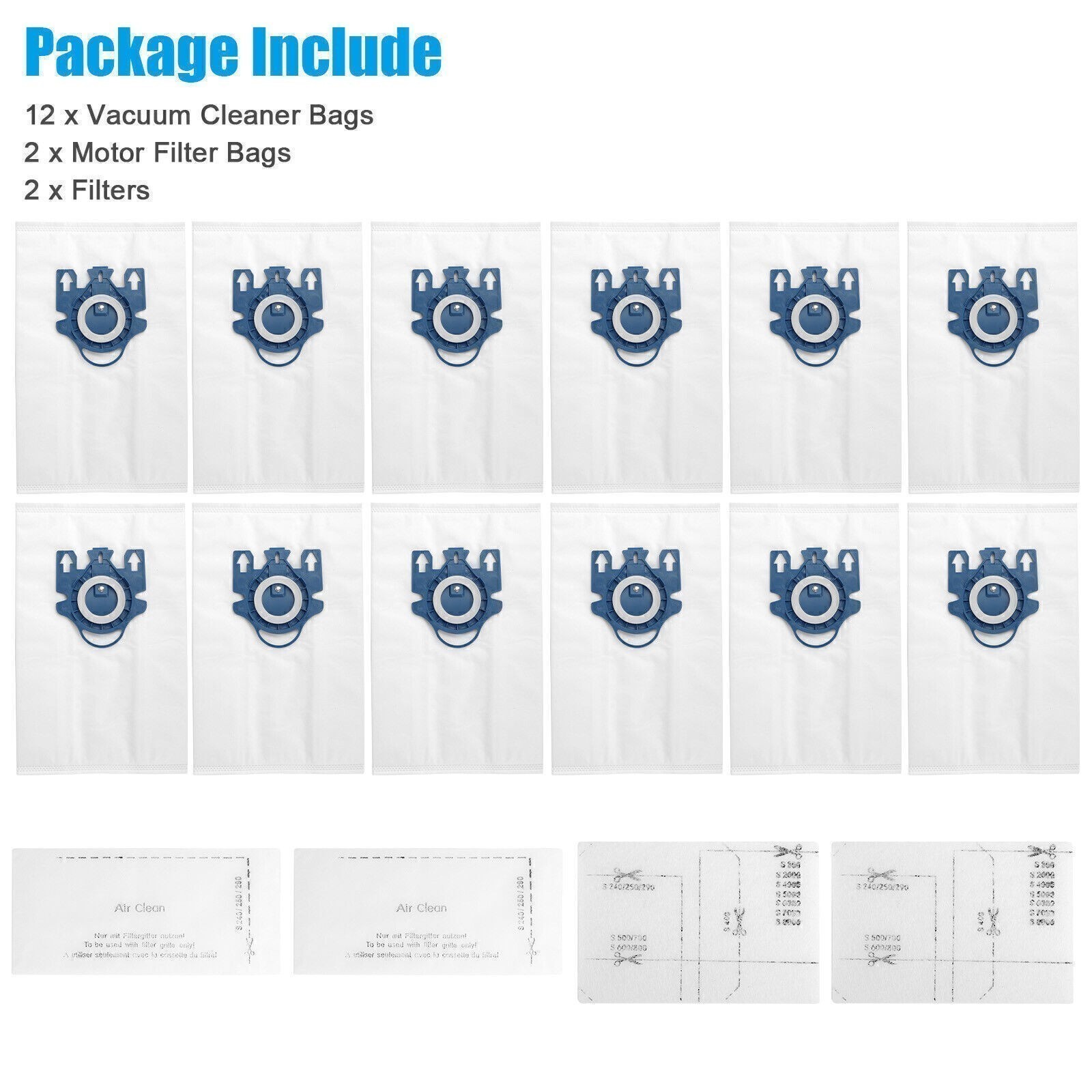 16 Pack Miele AirClean 3D GN Vacuum Cleaner Bags for Miele Vacuum Classic C1