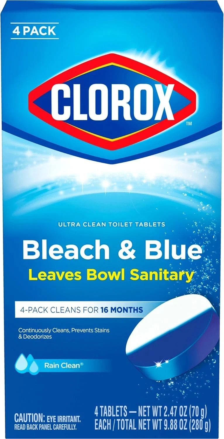 4 Count Ultra Clean Toilet Tablets Bleach & Blue Rain Clean Package May Vary