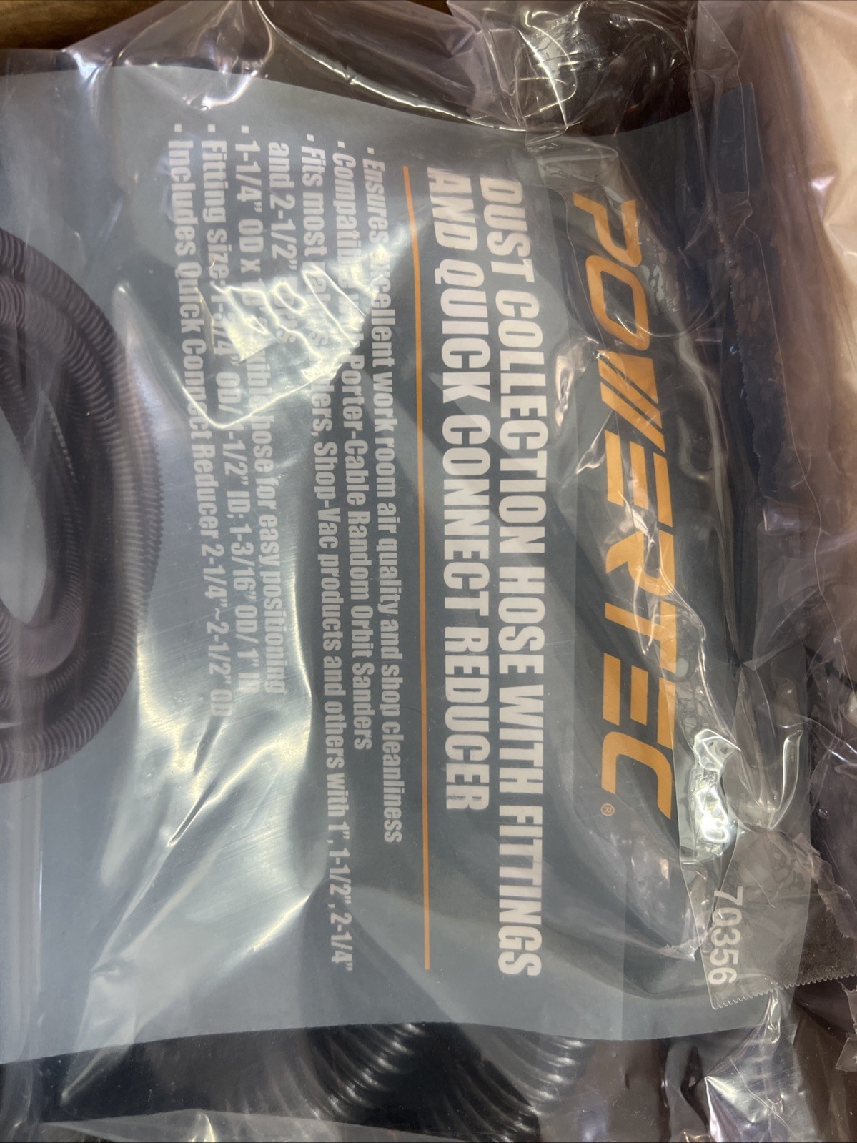 POWERTEC 70356 Dust Collection Hose with 2 Fittings Plus 1 Quick Connector KIT