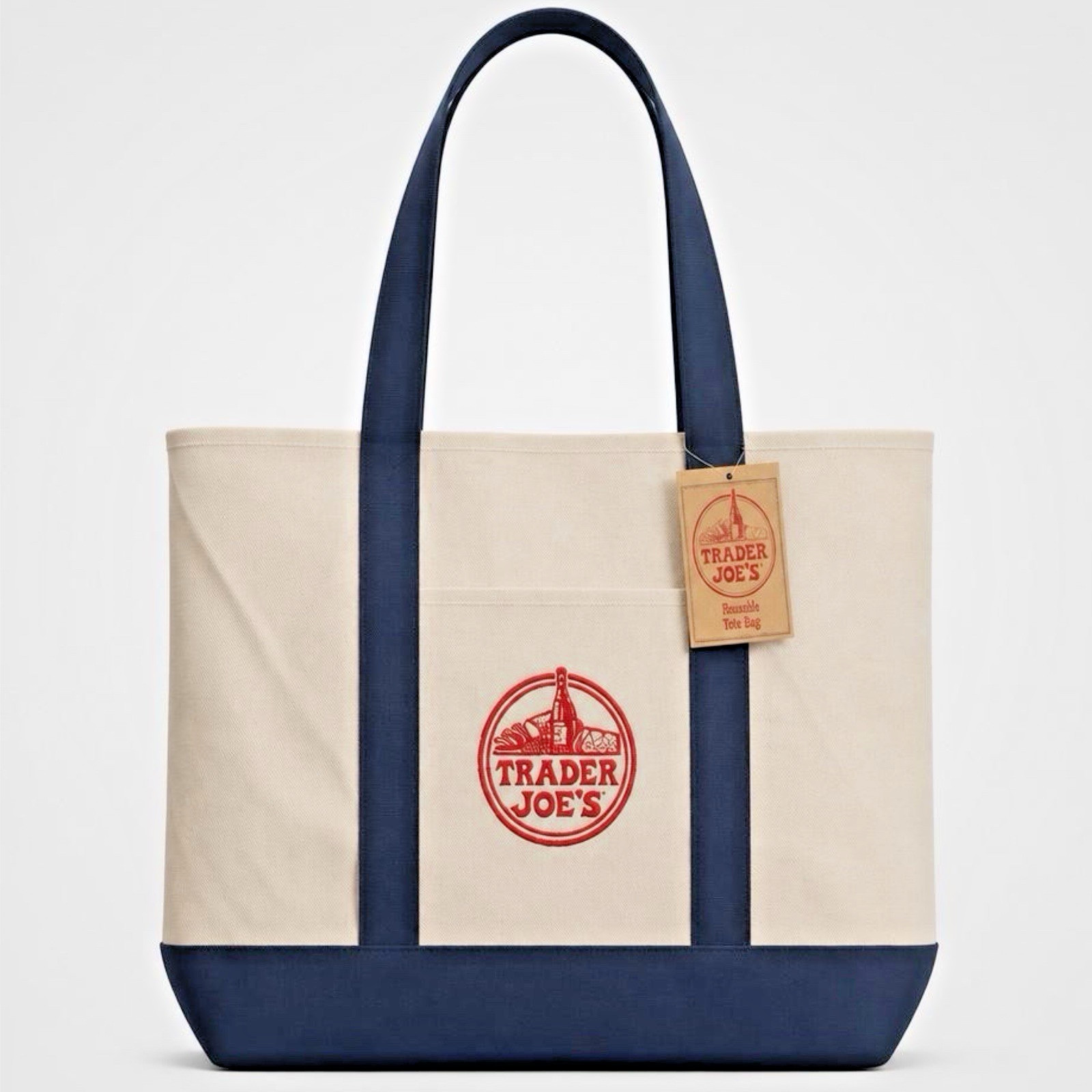 Trader Joe’s Large Canvas Tote Bag – Heavy Duty -Cotton – Navy Blue – Original