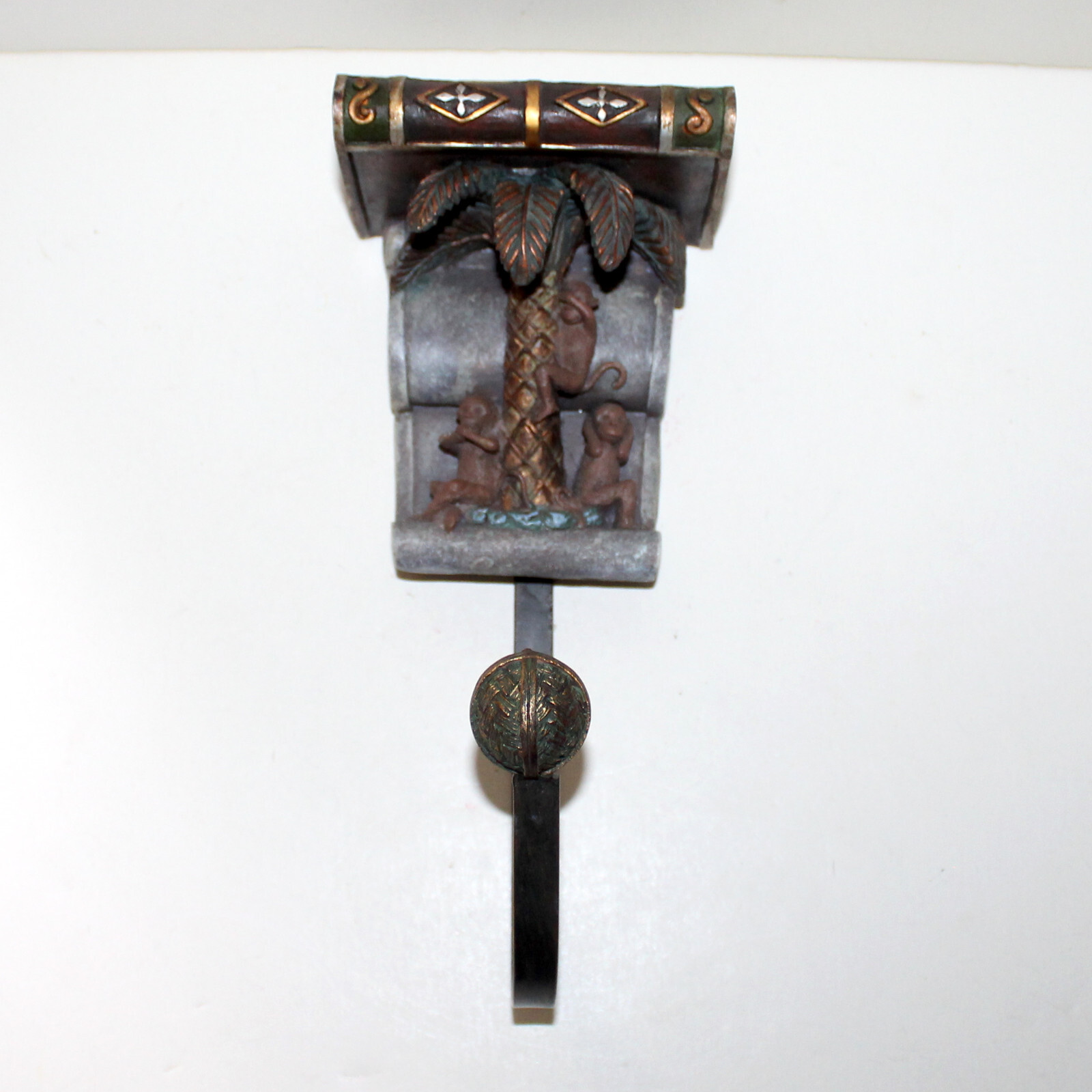 Orions Wall Hook coat hanger Wise Monkeys Palm Tree shelf decor vintage