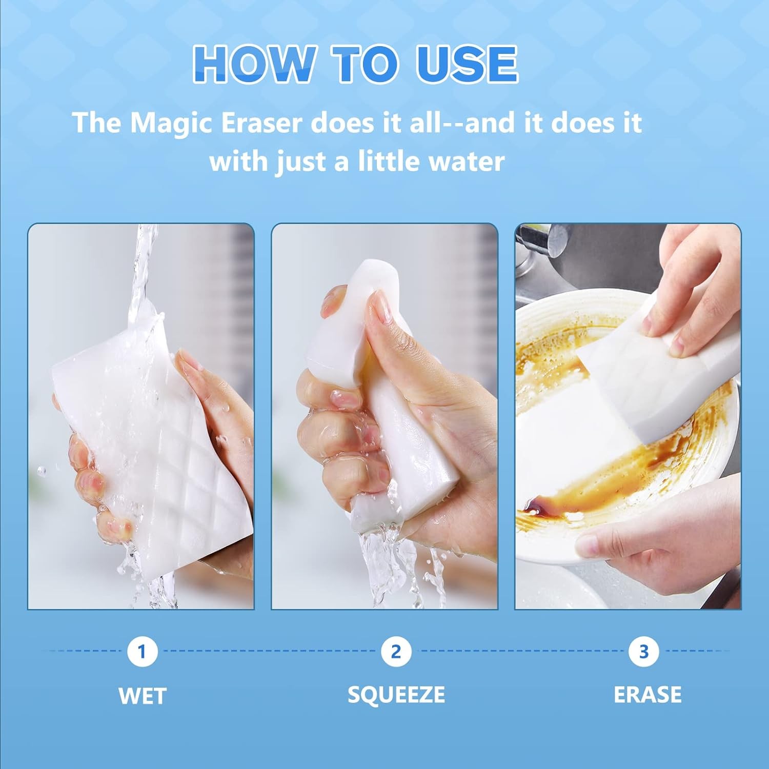Squish Magic Eraser Sponge, 18 Pack Cleaning Pads for Walls, Oven, White