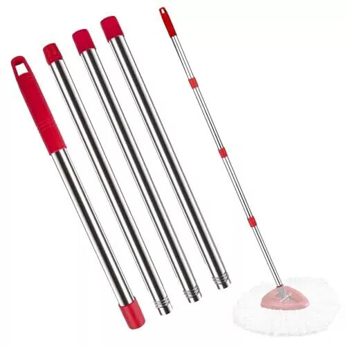 4-Section Spin Stainless Mop Steel Pole Handle For O-Cedar Easywring RinseClean