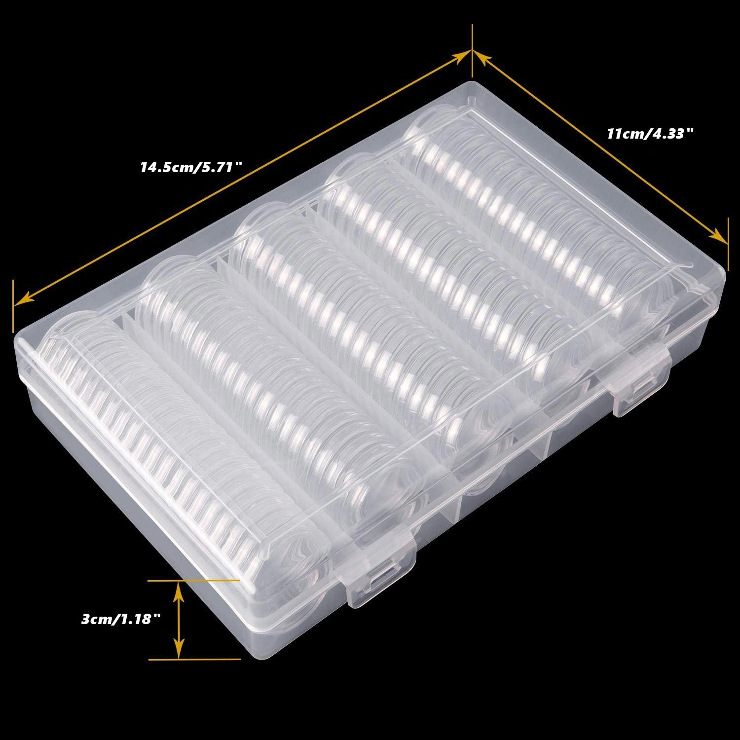 100Pcs 19mm 0.75inch Coin Holder Capsule Clear Round Storage for US Penny 1 cent