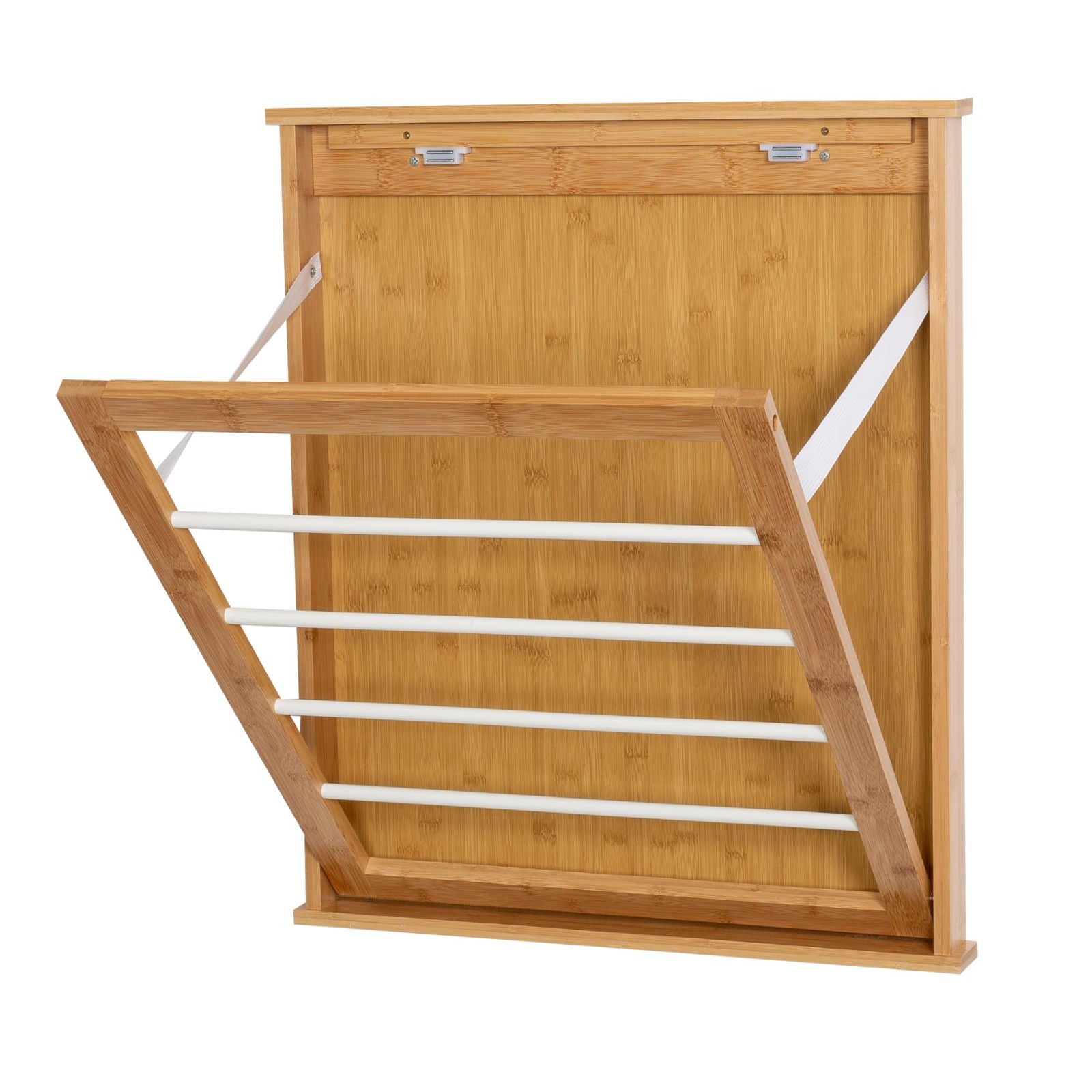 Collapsible Bamboo Wall-Mounted Clothes Drying Rack, 23″ W x 27.25″ H, Space-Sav