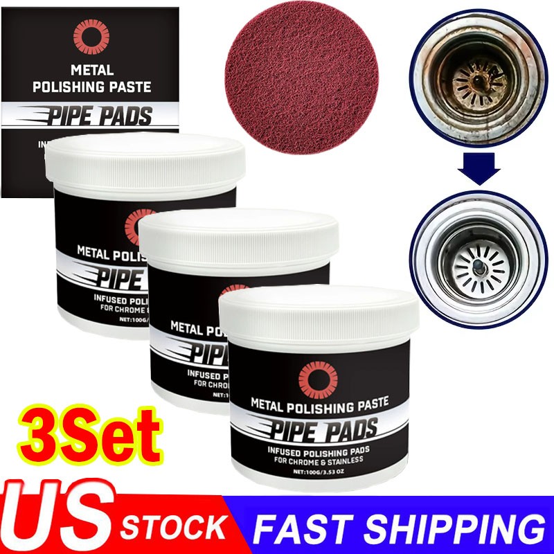 3X Metal Polish Paste Protectant Scratch Remover Pipe Infused Polishing Pads