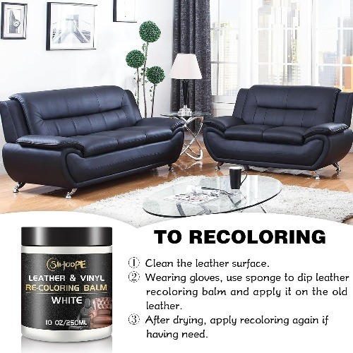 Leather Recoloring Balm, Repair Kit for Furniture, Dye Couch Pain Color: white