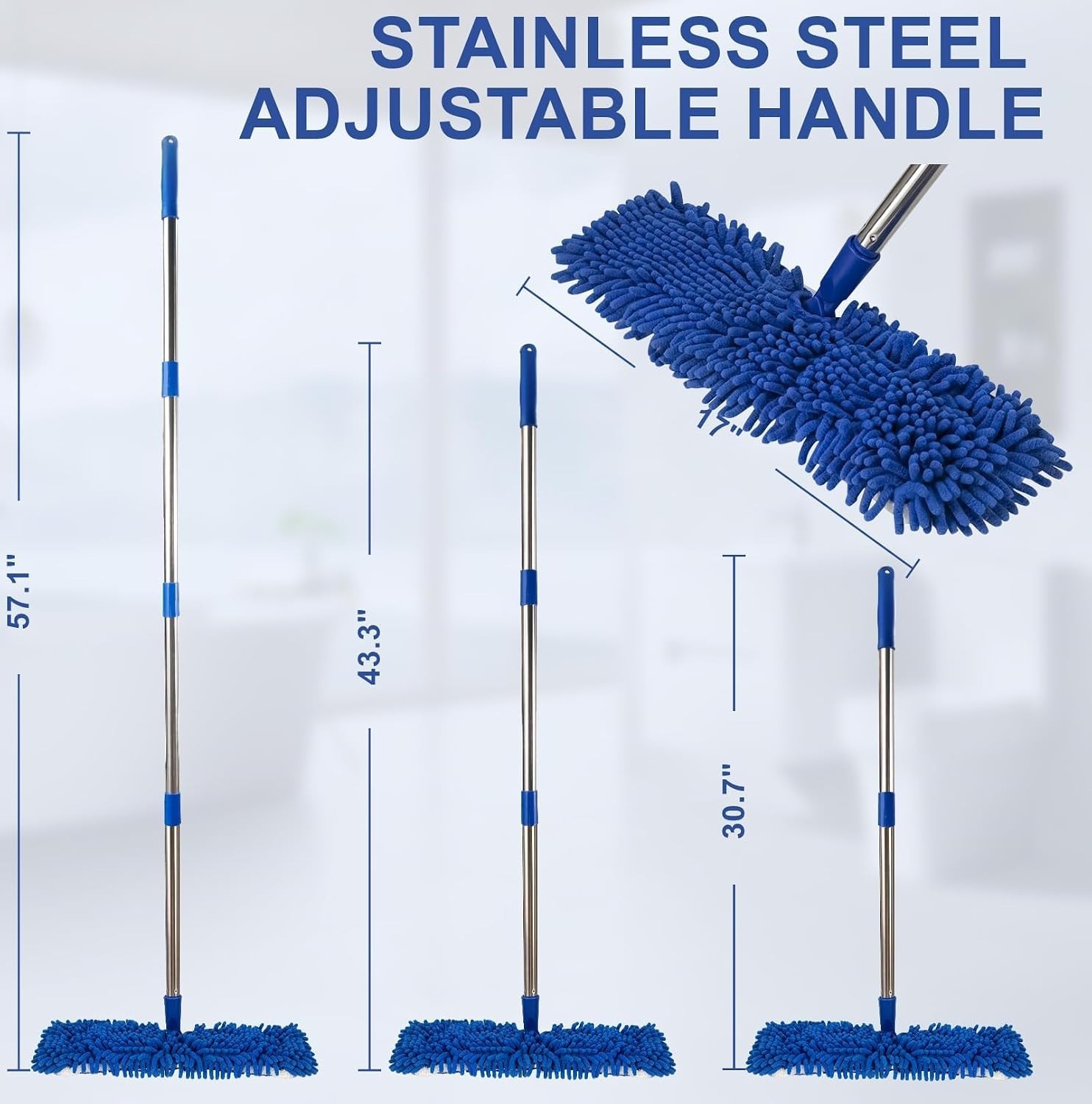 Versatile Blue Microfiber Mop – Dual-Sided for Wet & Dry Cleaning on Any Surface