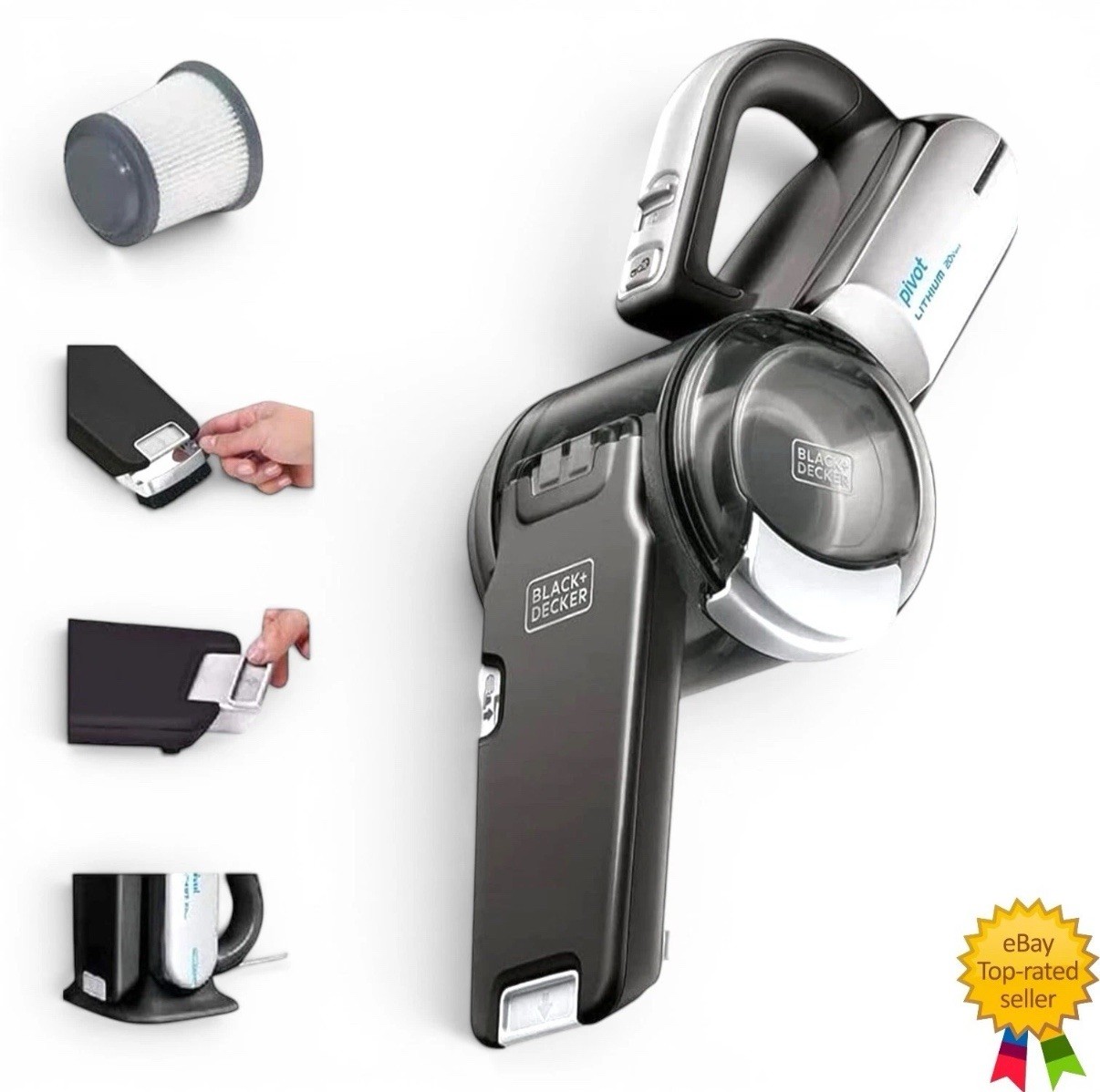 BLACK+DECKER 20V Max Pivot Cordless Handheld Vacuum w/ Pivoting Nozzle BDH2000PL