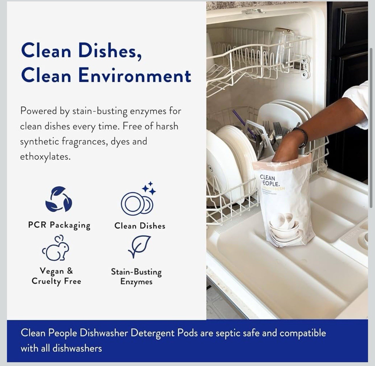 Clean People Dishwasher Pods – Cuts Grease & Rinses Sparkling 120 Count