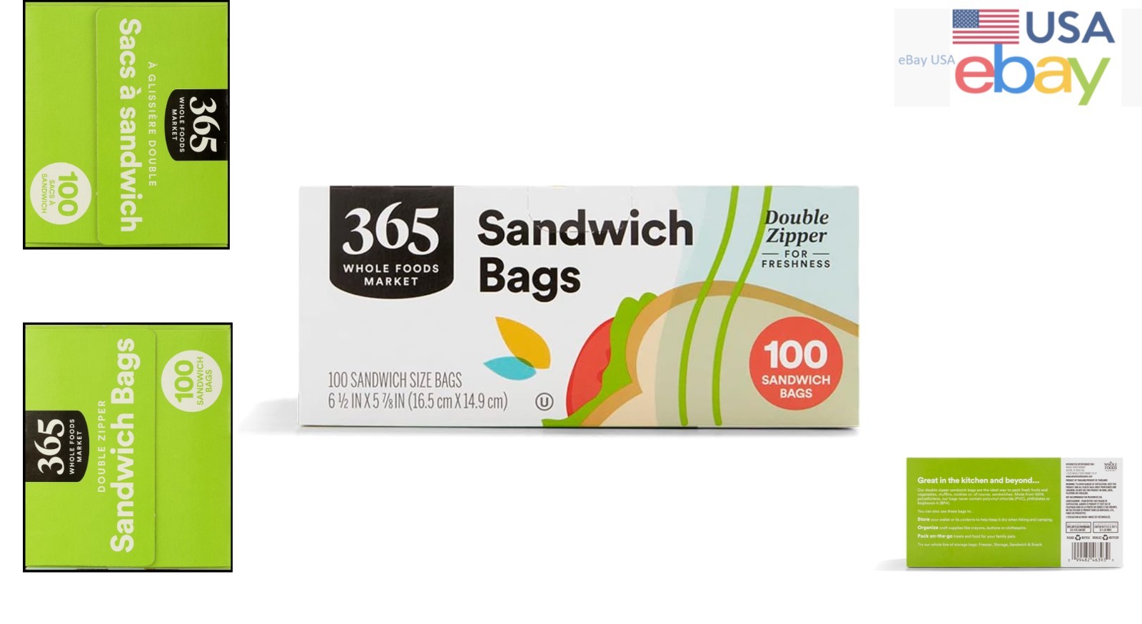 Durable Double Zipper Sandwich Bags, 100 Count – Food Freshness Guaranteed