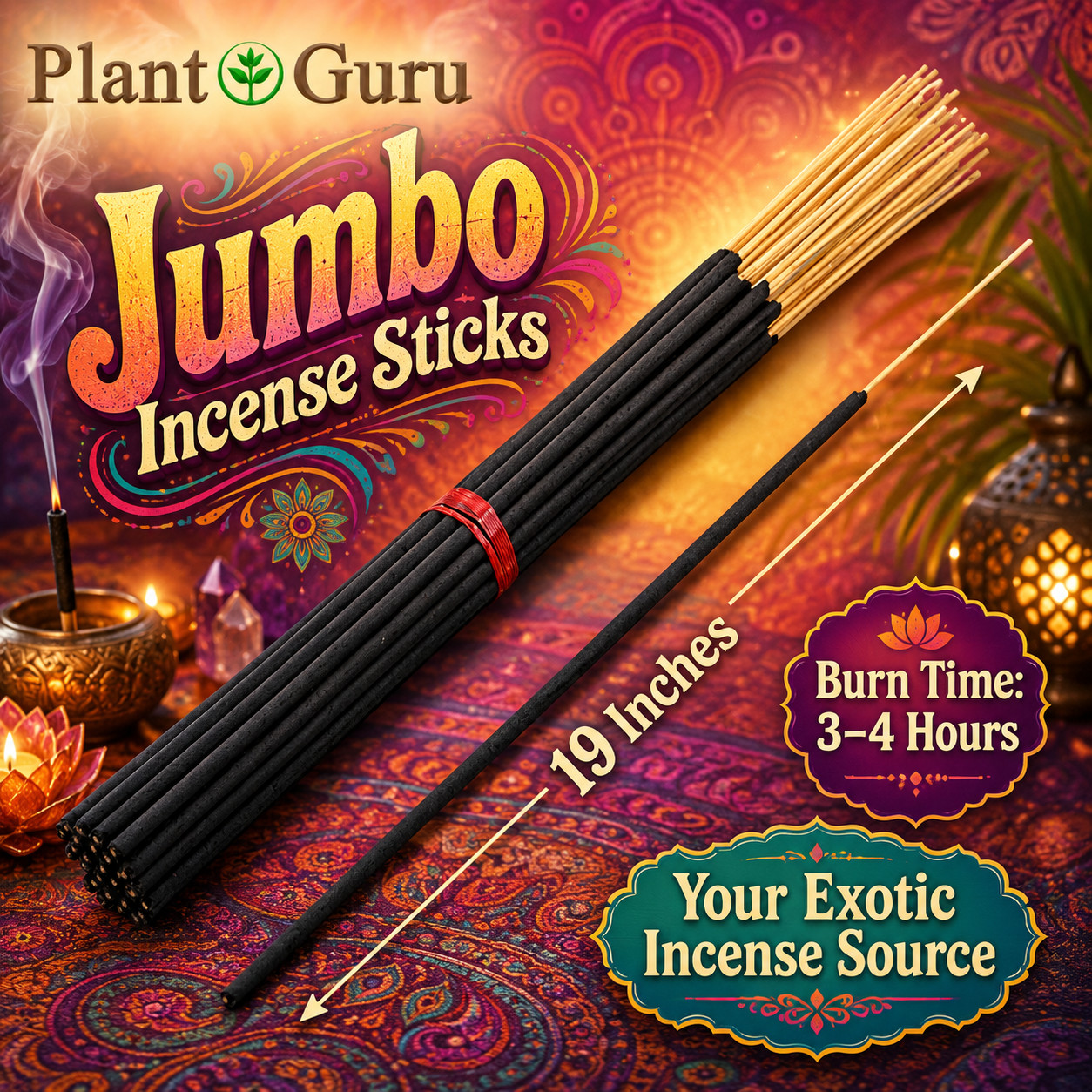 DRAGONS BLOOD Incense Sticks 19″ Jumbo Extra Large Bulk Handmade Hand Dipped