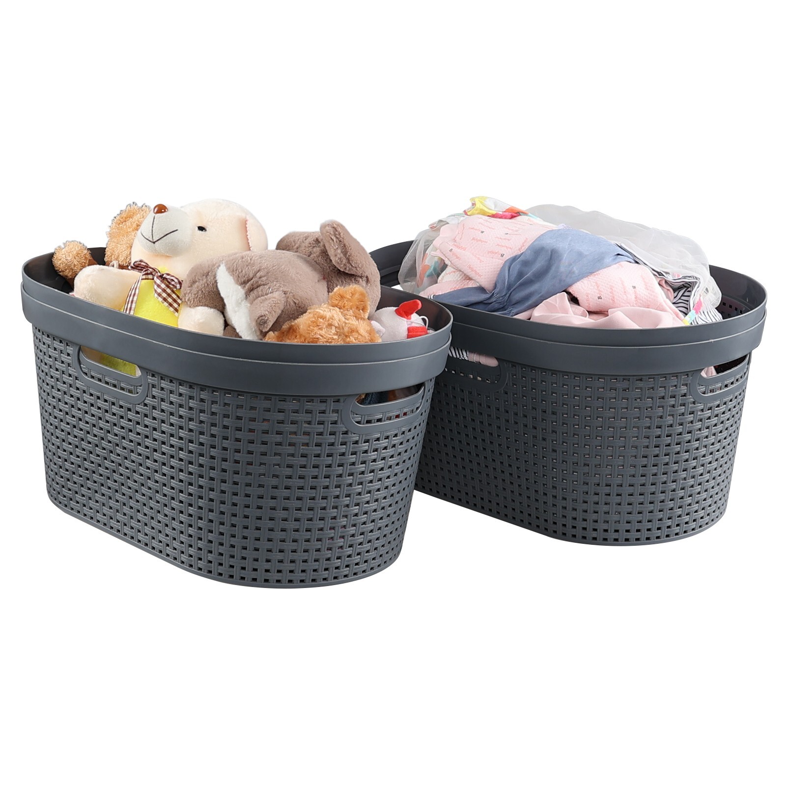 Idotry 40L Large Laundry Basket Plastic Stacking Clothes Hamper (4 Packs ,Grey)