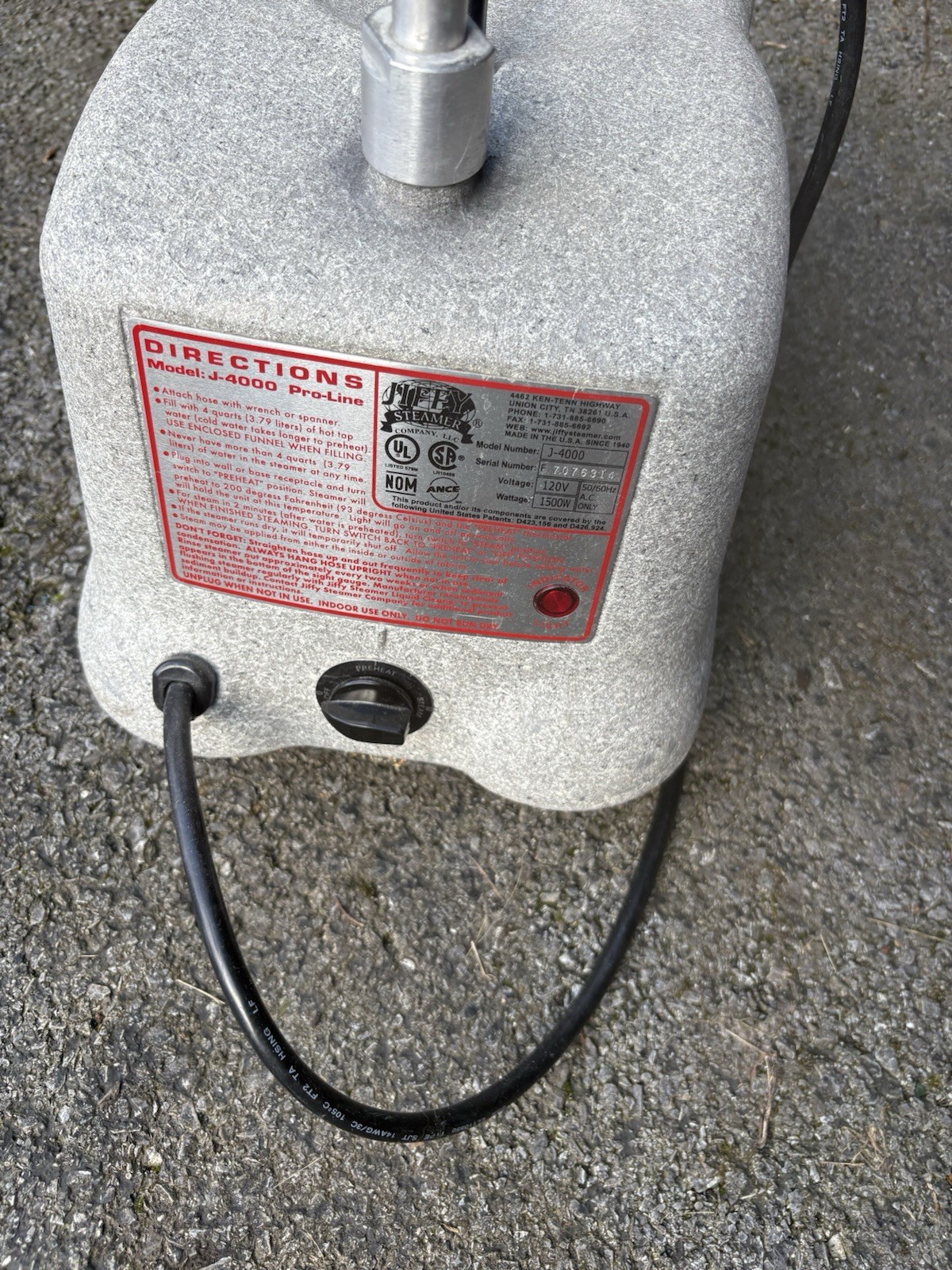 Jiffy Steamer J-4000 Pro-Line Garment Steamer 2.8L 1500W 120V Gray Great Cond