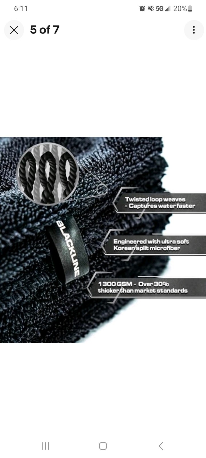 Blackline Car Drying Towel – 2ft x 3ft XL Popular Pick Among Detailing Pros –