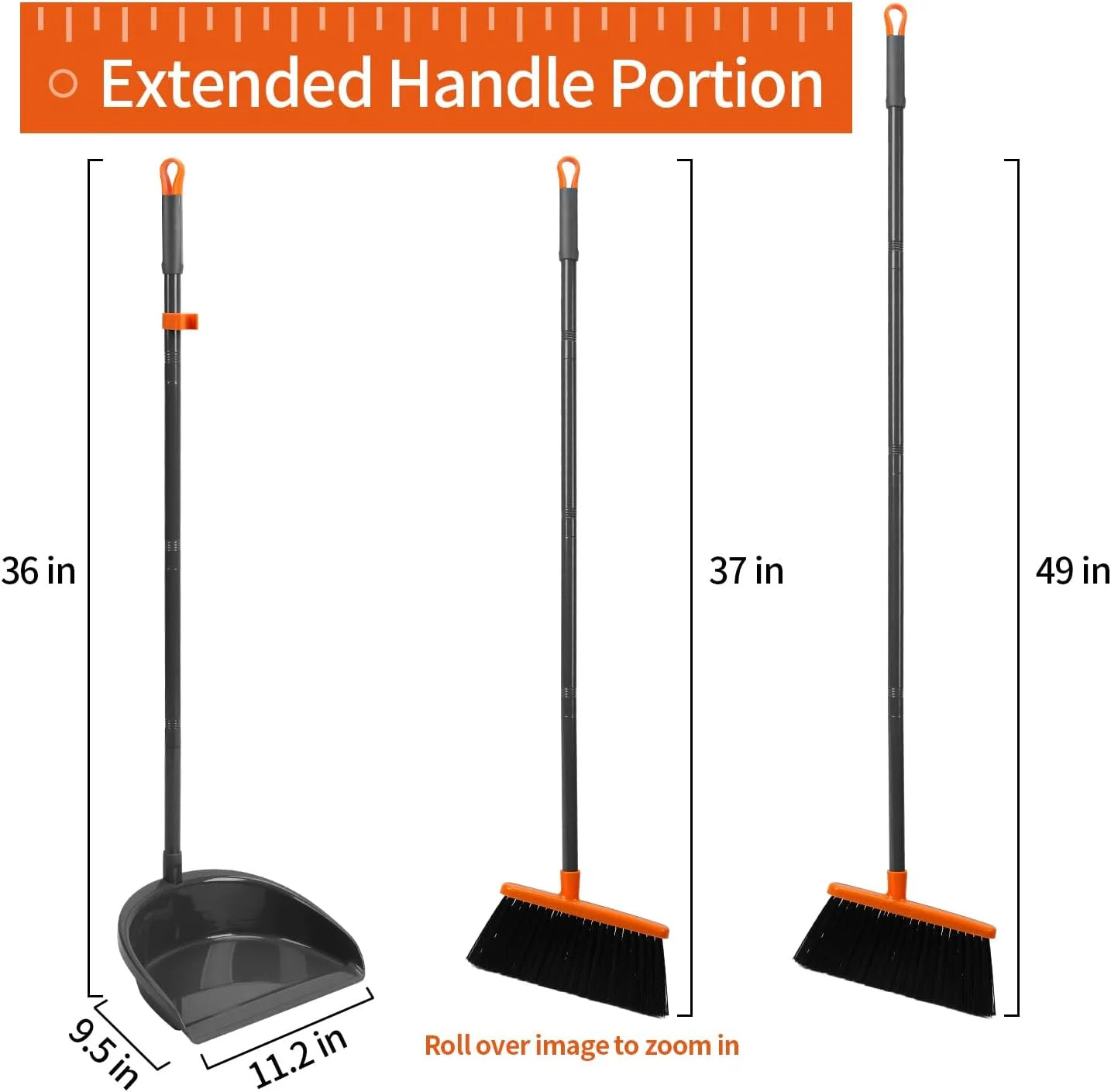 Long Handle Broom with Dustpan Combo Set for Office Home Kitchen Lobby Floor Cle
