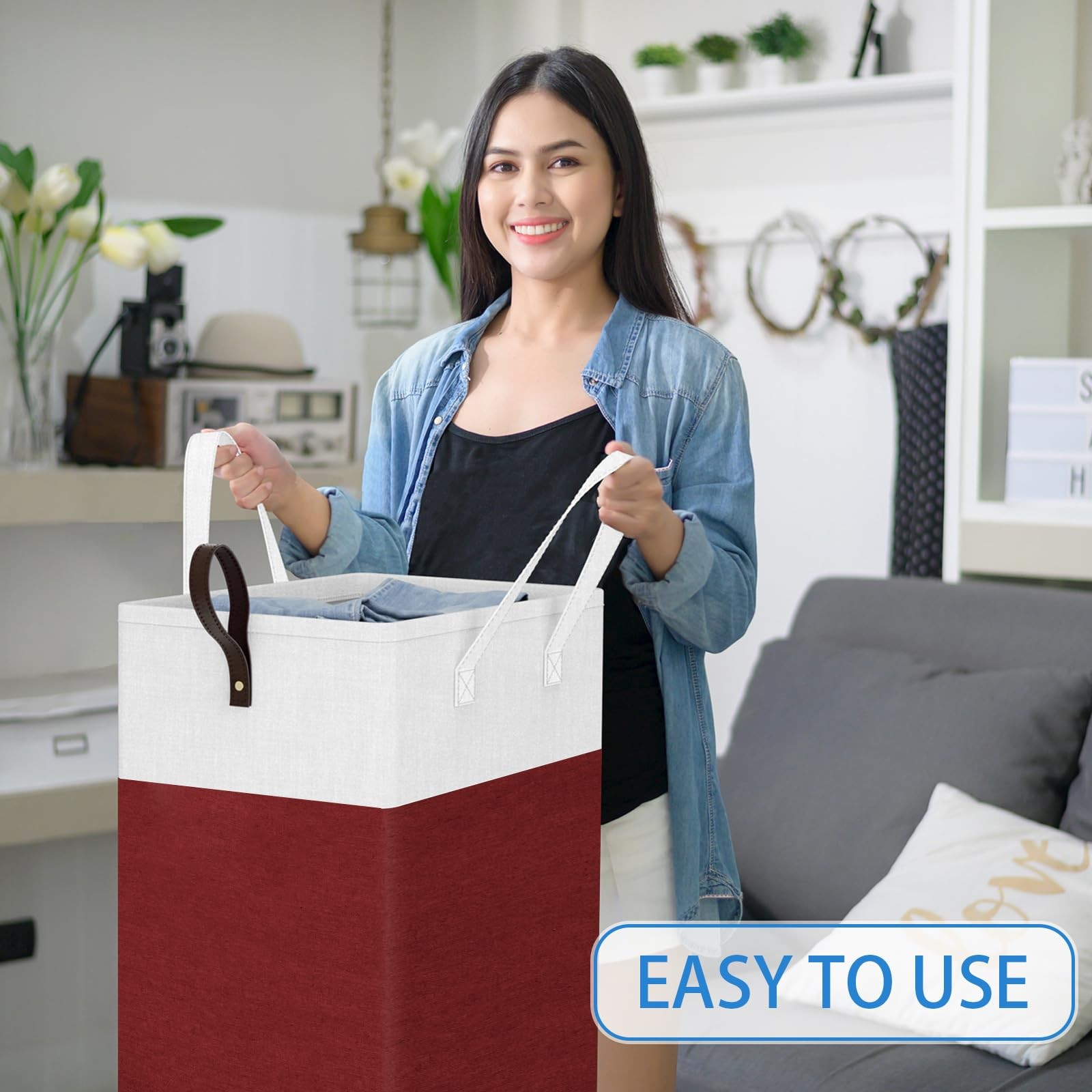 75L Rolling Laundry Basket with Wheels, Collapsible & Waterproof Laundry Hamp…