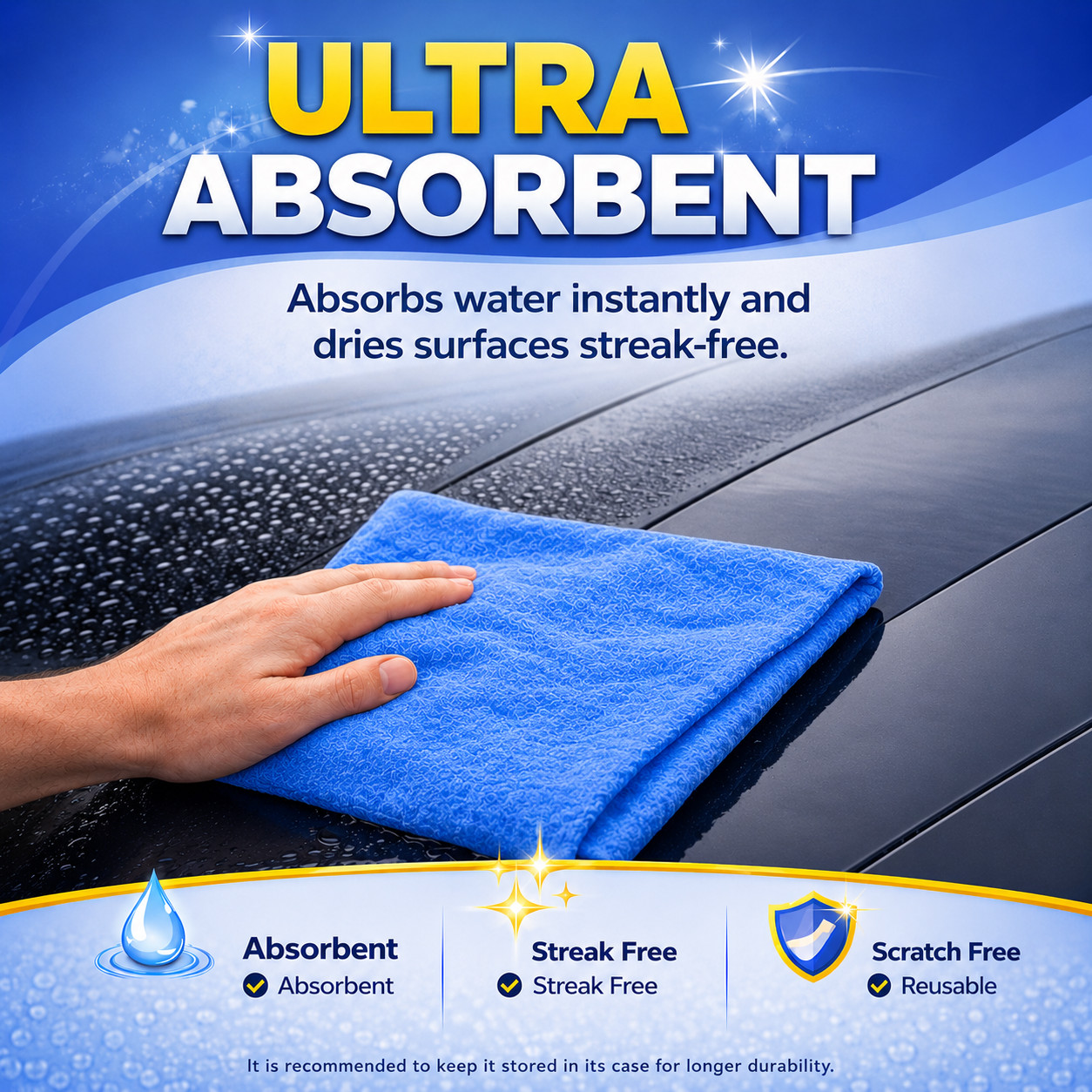 Chamois 34×25 Premium XL Shammy Towel for Car Absorbent Cloth Scratch-Free