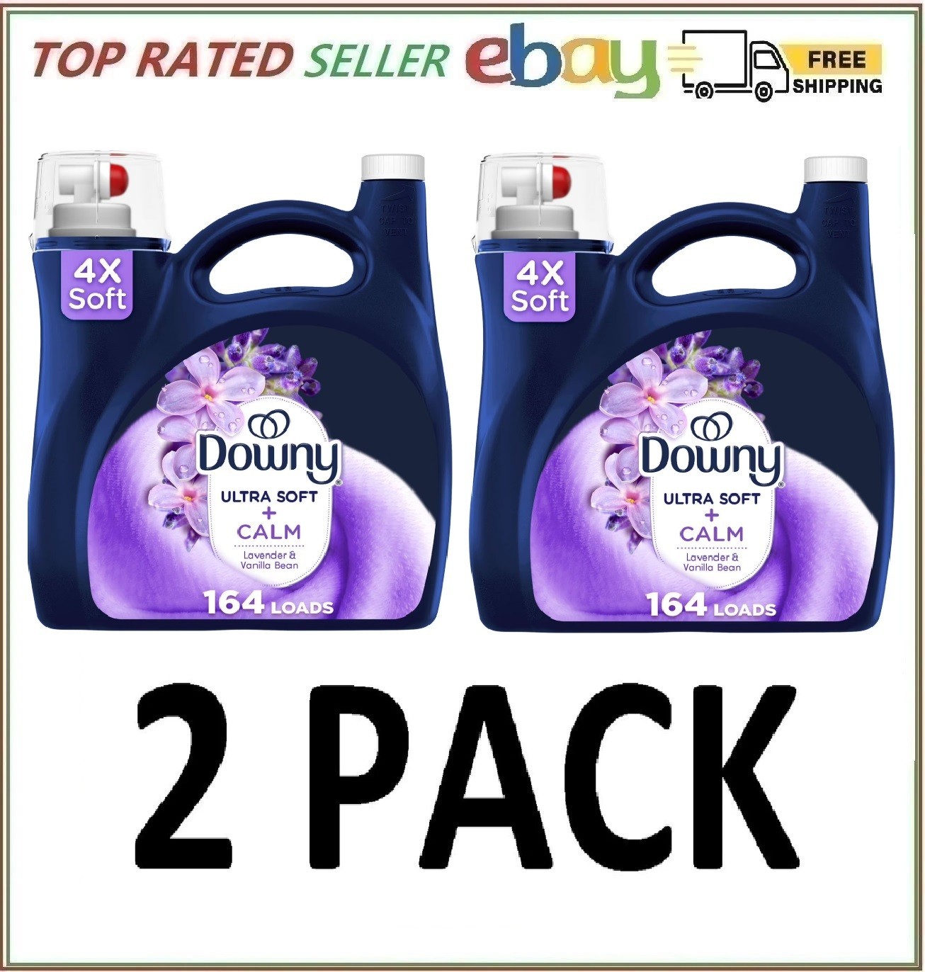 2 Pack – Downy Ultra Soft + Calm Fabric Softener 111 oz 164 Loads Lavender
