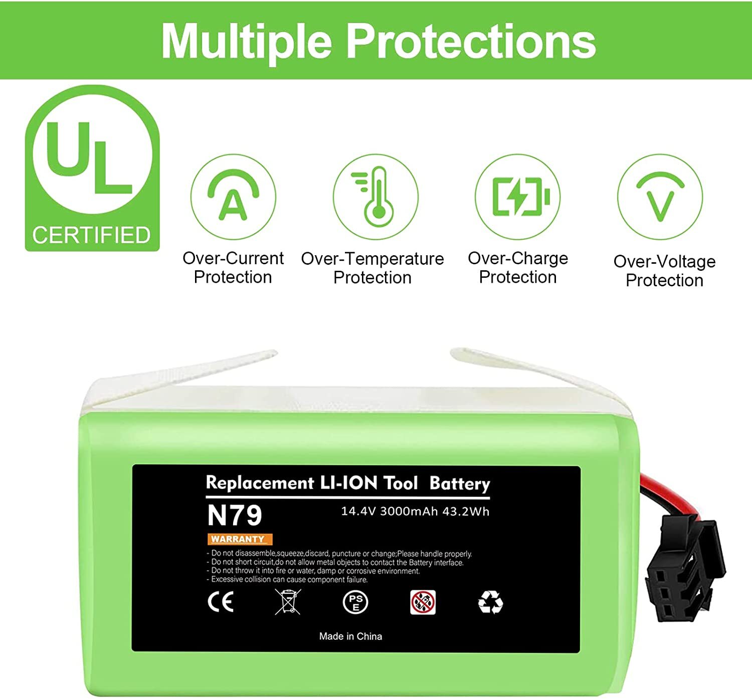 Replacement Battery for Ecovacs Deebot N79S 500 N79 Eufy RoboVac 11S 30
