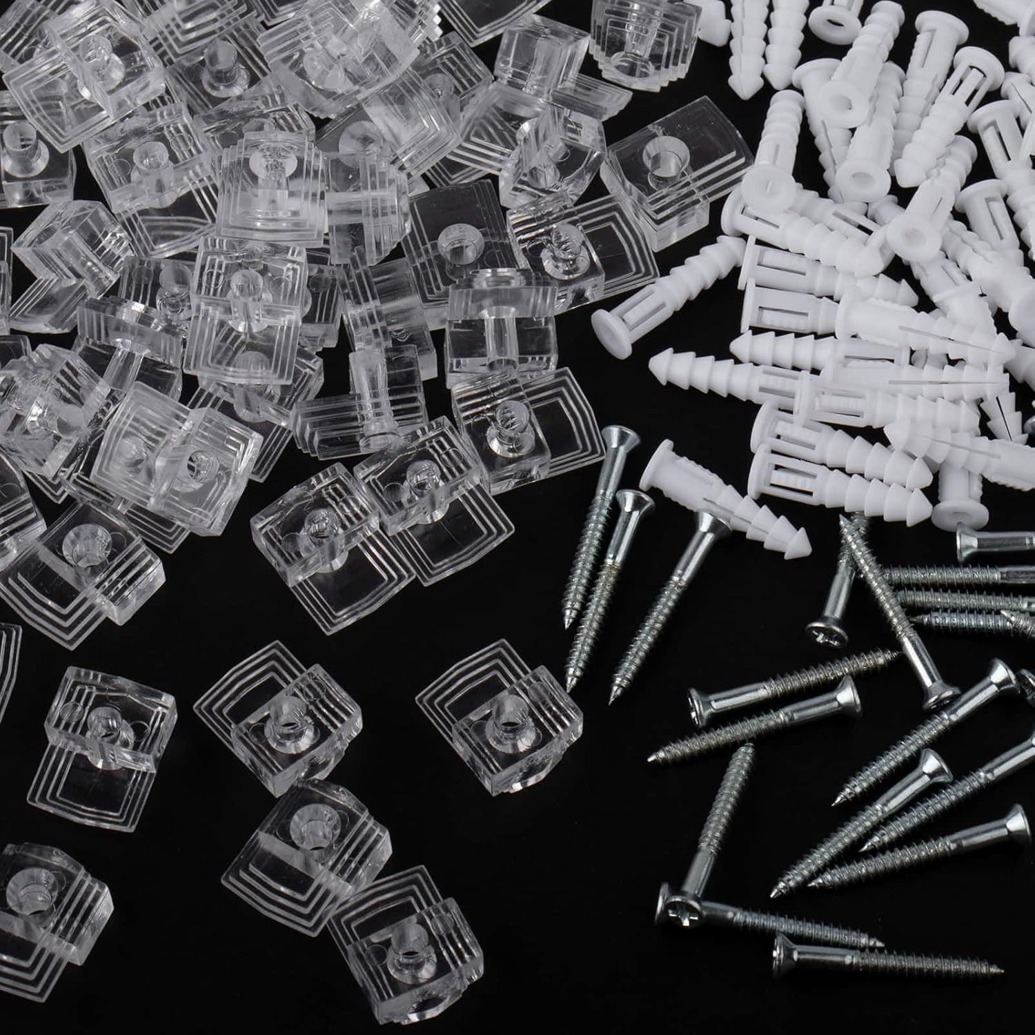 Difenni 20 Pcs Clear Plastic Mirror Clips Wall Mount Hardware Kit