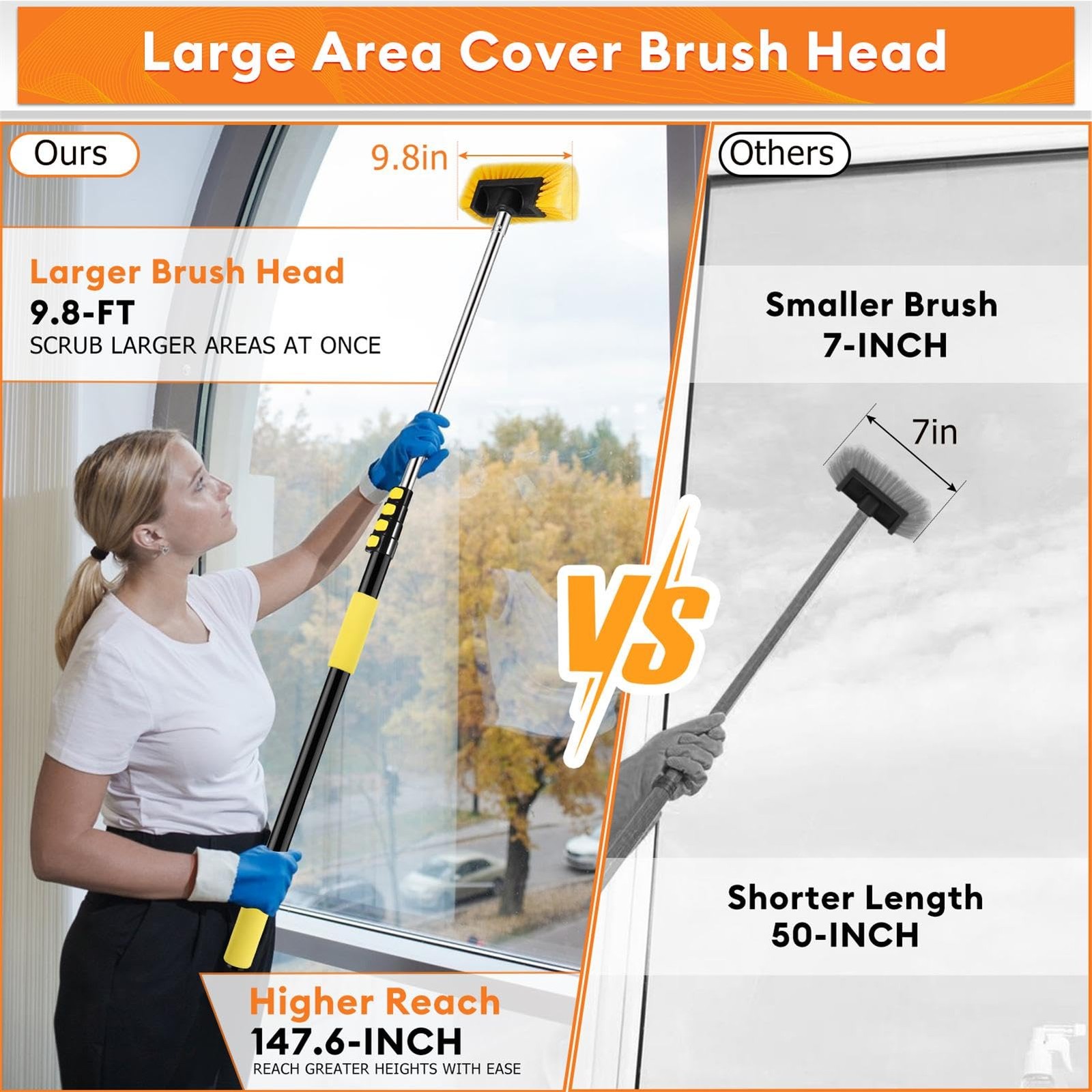 Car Wash Brush with 3.4-12FT Telescopic Pole,Scratch-Free Cleaning Truck,RV