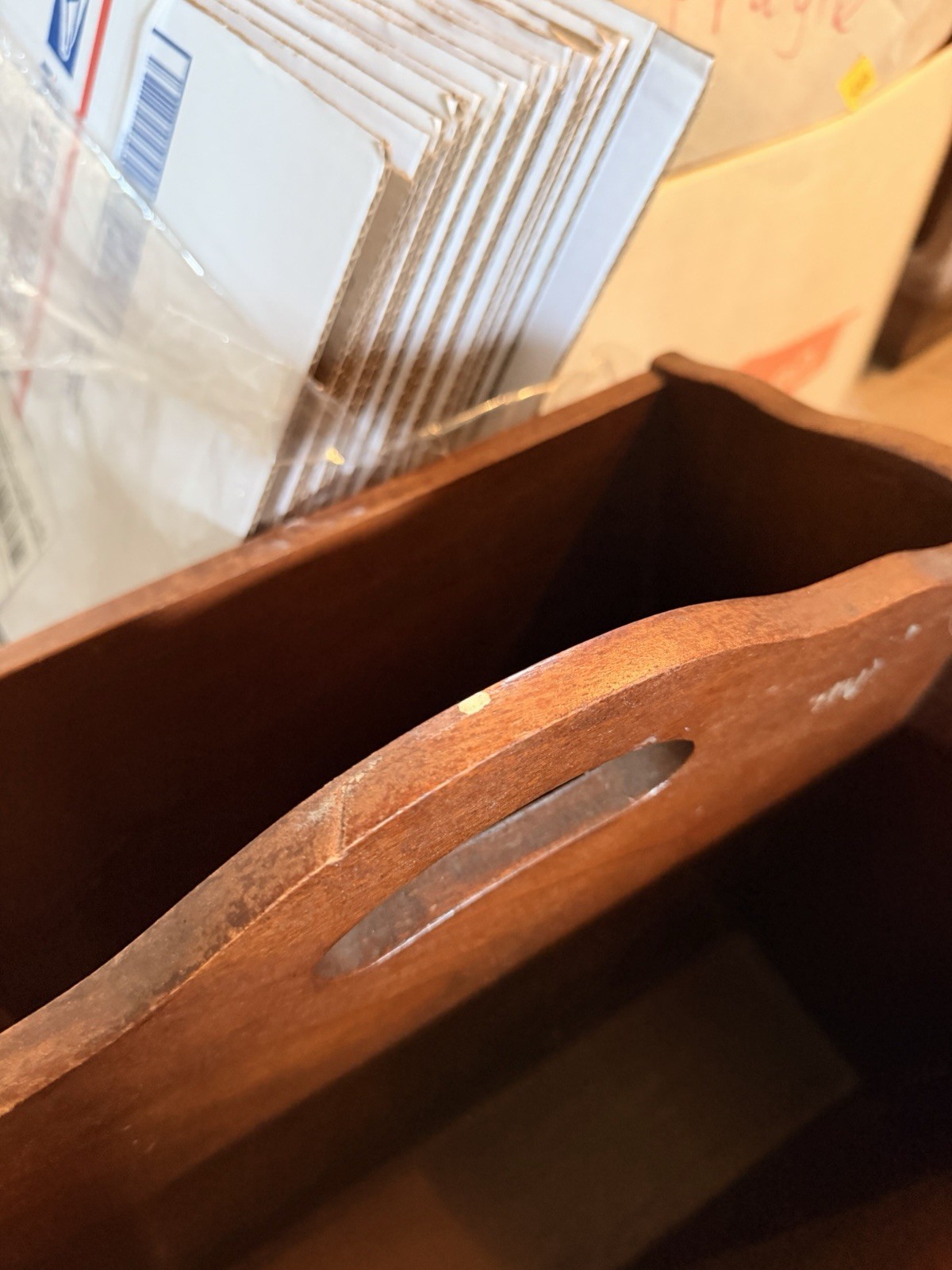 Vintage Solid Wood Large Sturdy Magazine Rack