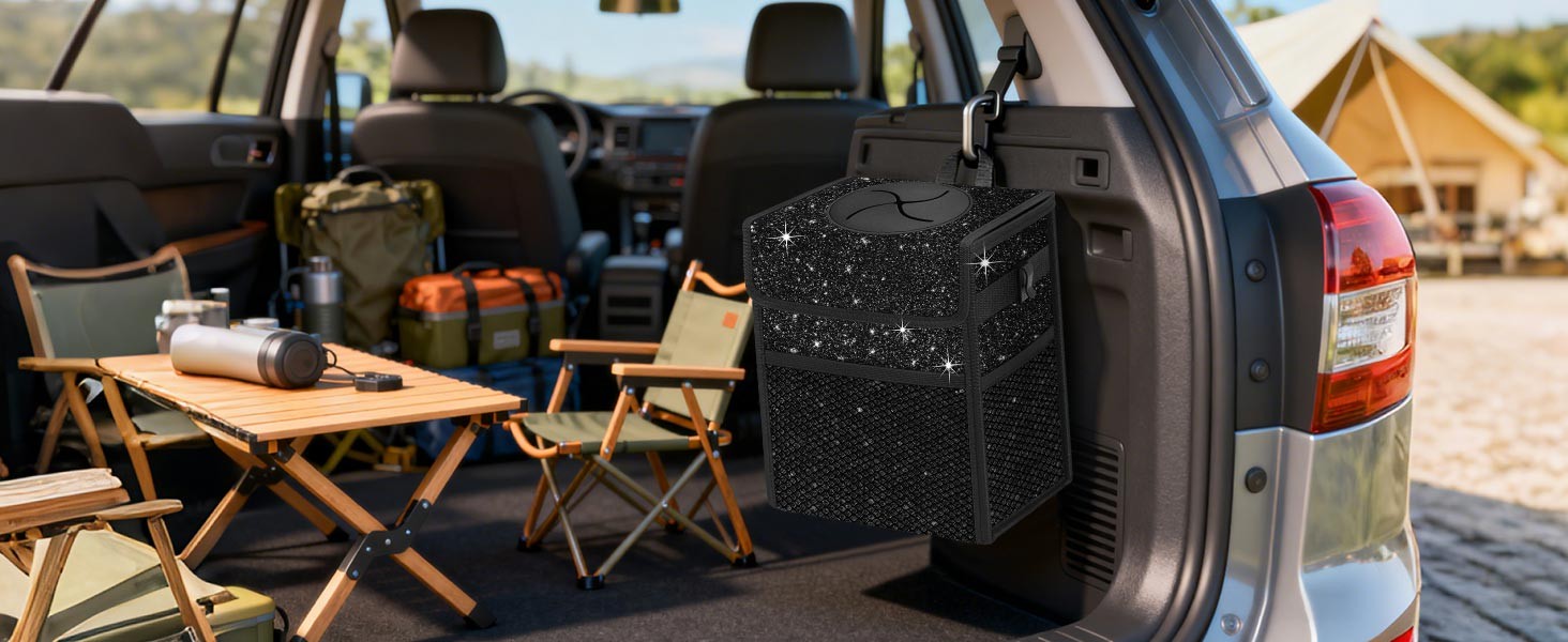 Car Trash Can with Lid, Leakproof Car Trash Bag Hanging Waterproof Automotive