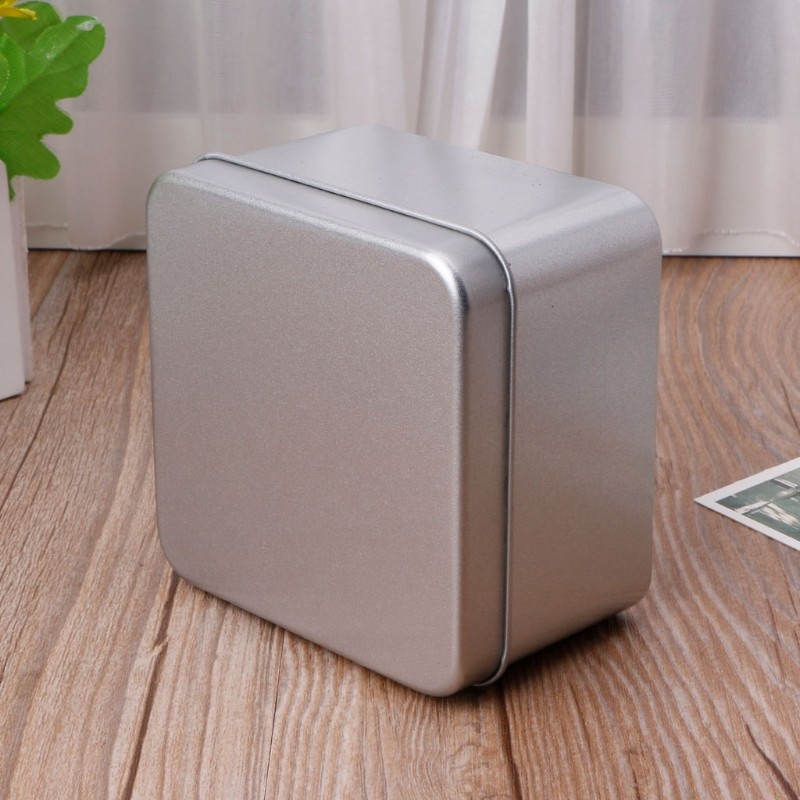 9x9cm Small Metal Tin Silver Storage Box for Case Organizer For Money Coin Candy