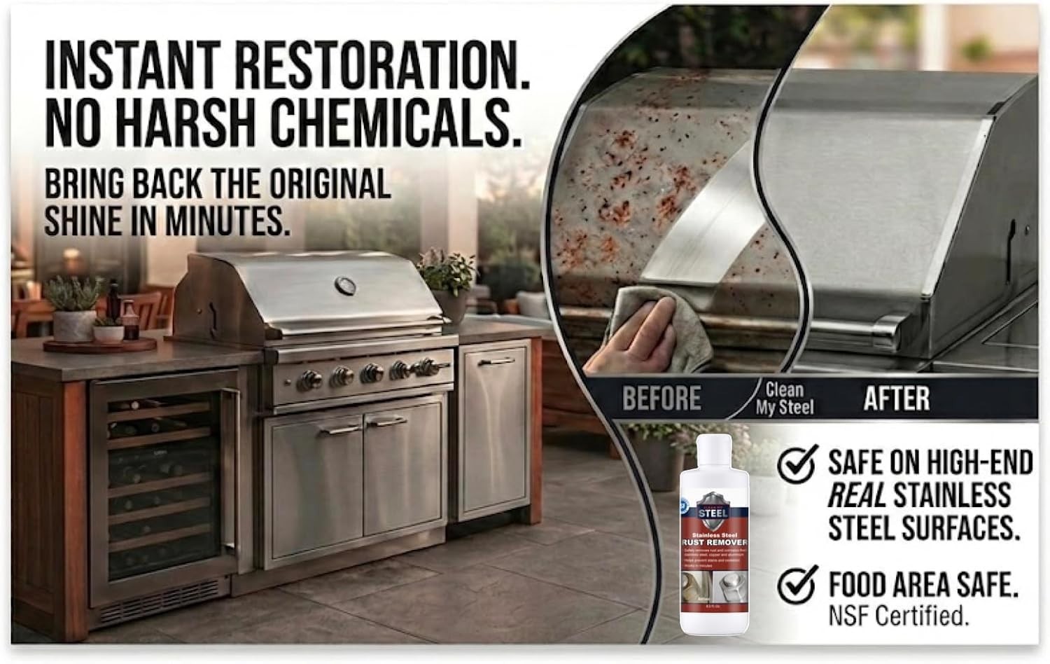 NSF Certified 8.5 oz Stainless Steel Rust Remover Cream – No Scrubbing Needed