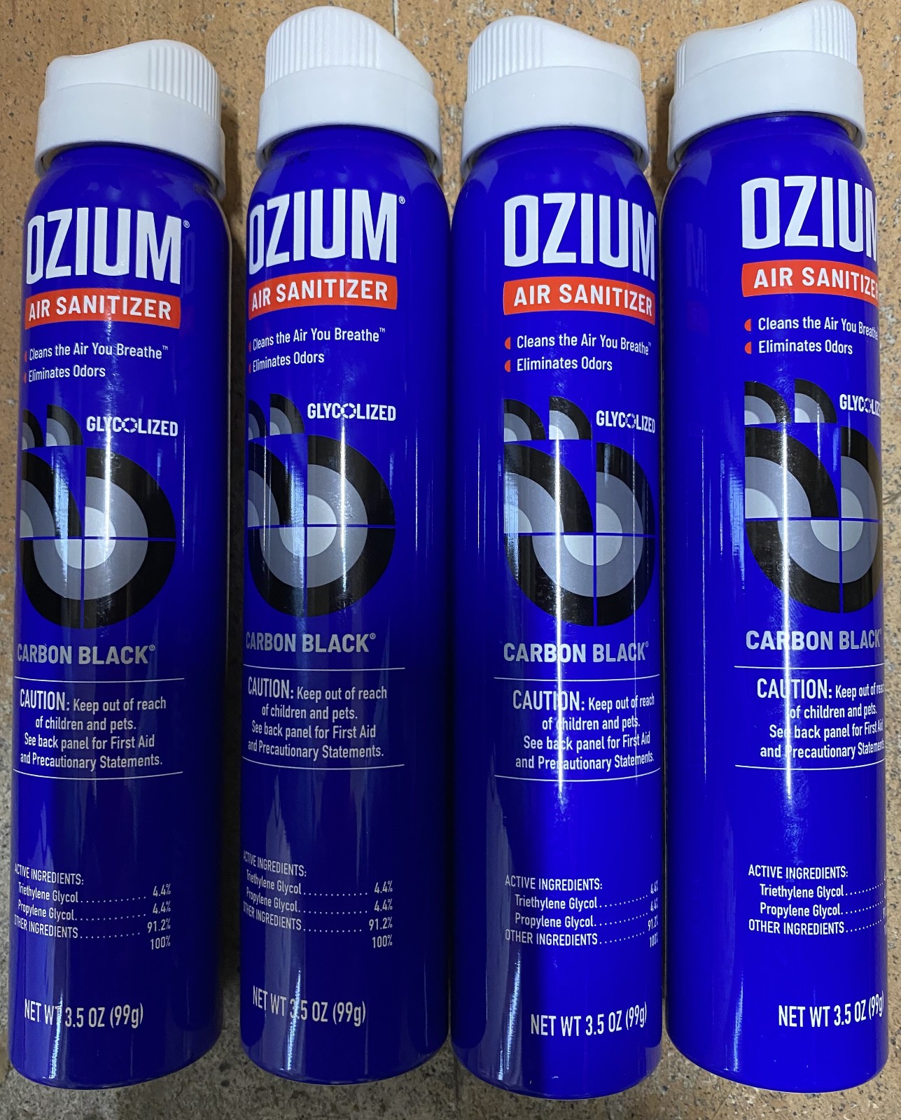 4 Pack – Ozium Air Sanitizer, Carbon Black 3.5 oz