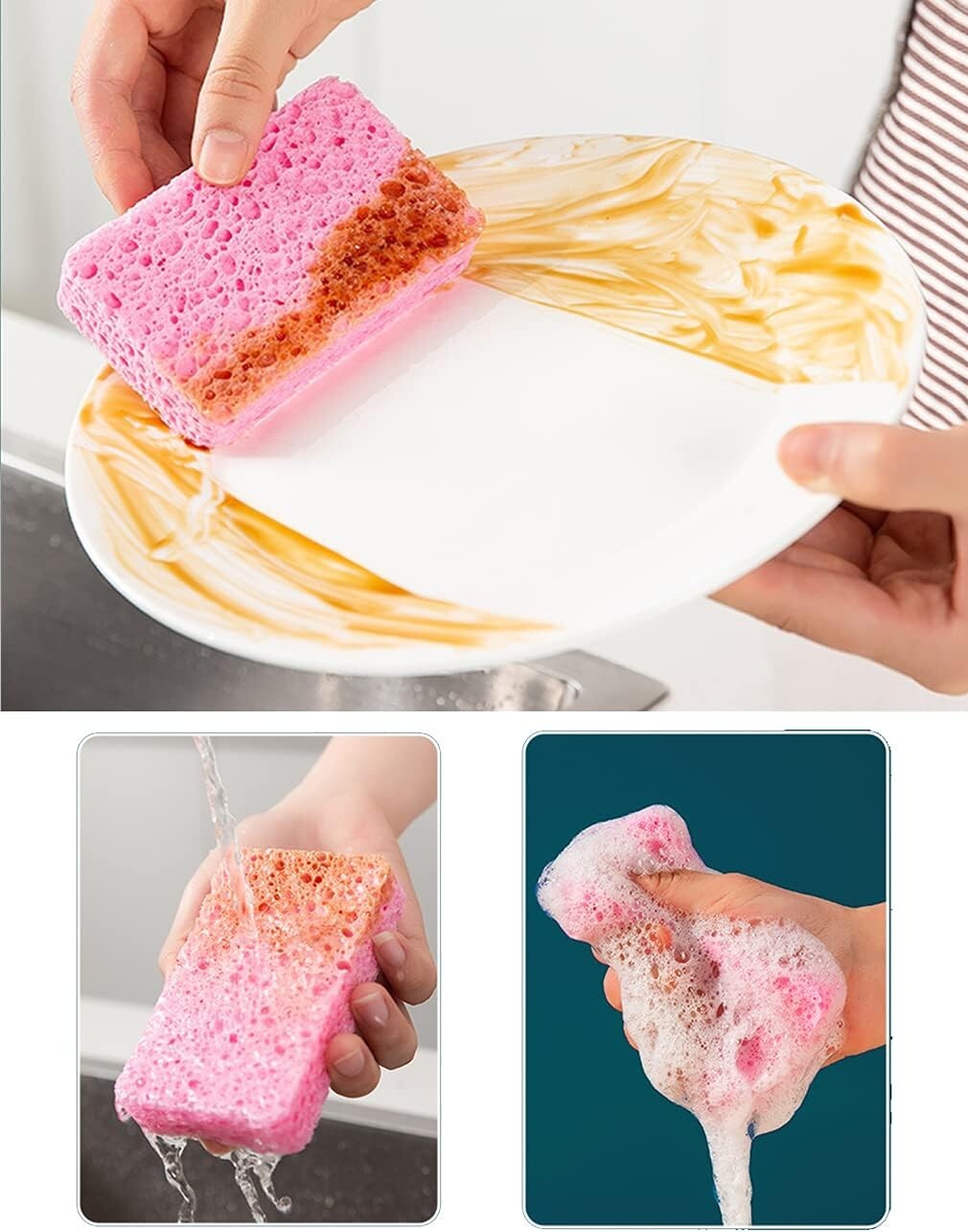 12-Count Kitchen Sponges Compressed Cellulose Sponges Non-Scratch-Free Shipping