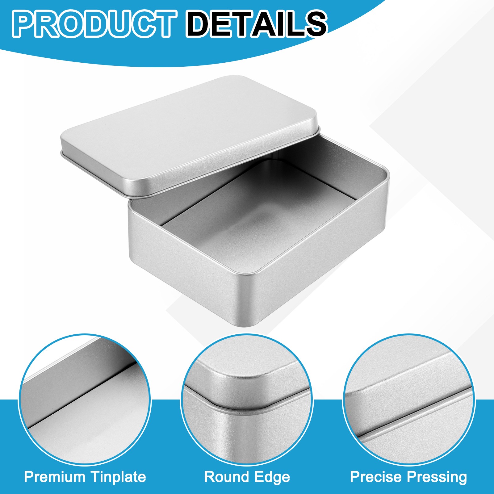 5.1 x 3.7 x 1.4 Inch Rectangular Storage Tins Box with Lid