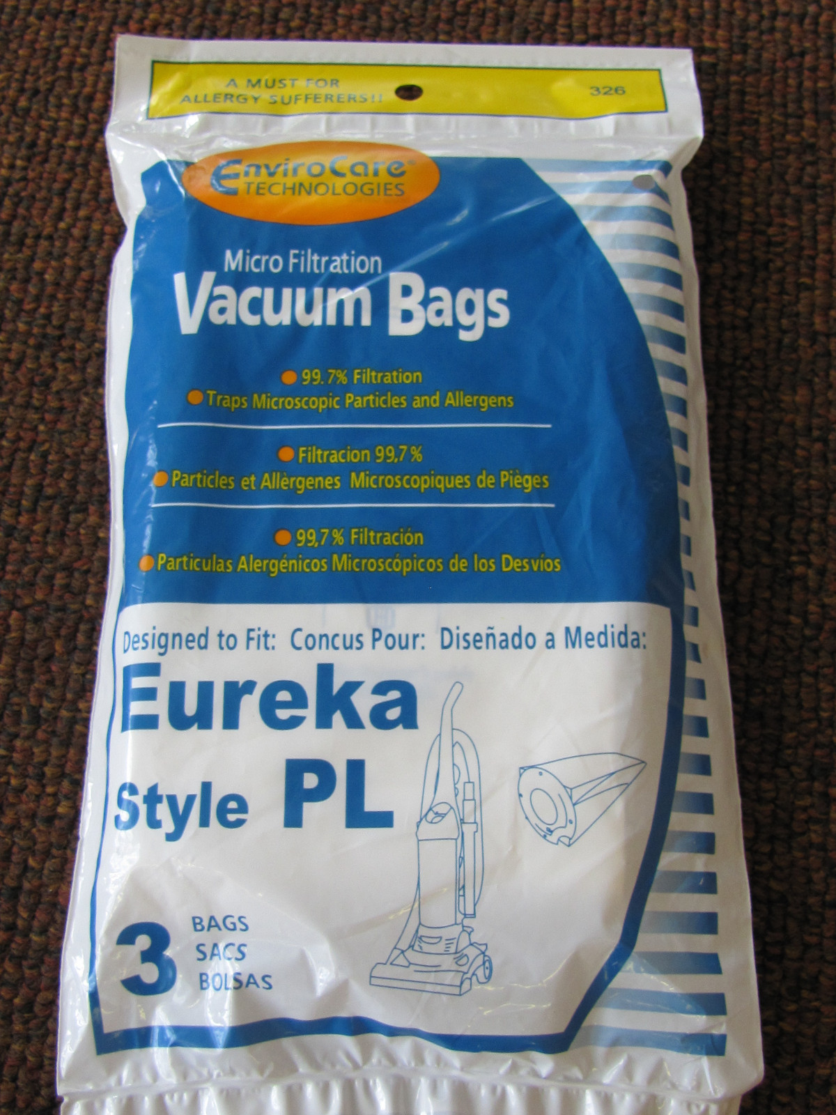 Eureka Sanitaire PL Vacuum Cleaner Allergy Bags fits 4750 AT, AT1, BT & BT1