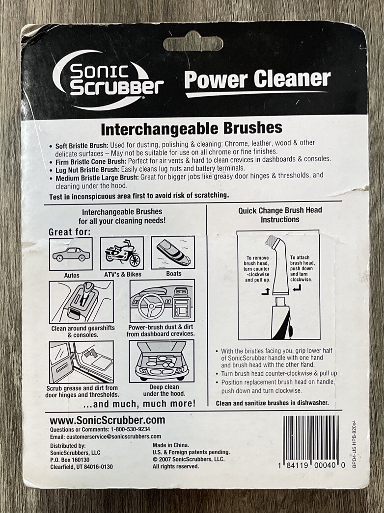 NEW Sonic Scrubber Brushes Pro Detailer Power Cleaner Detailing Cars Bikes Boats
