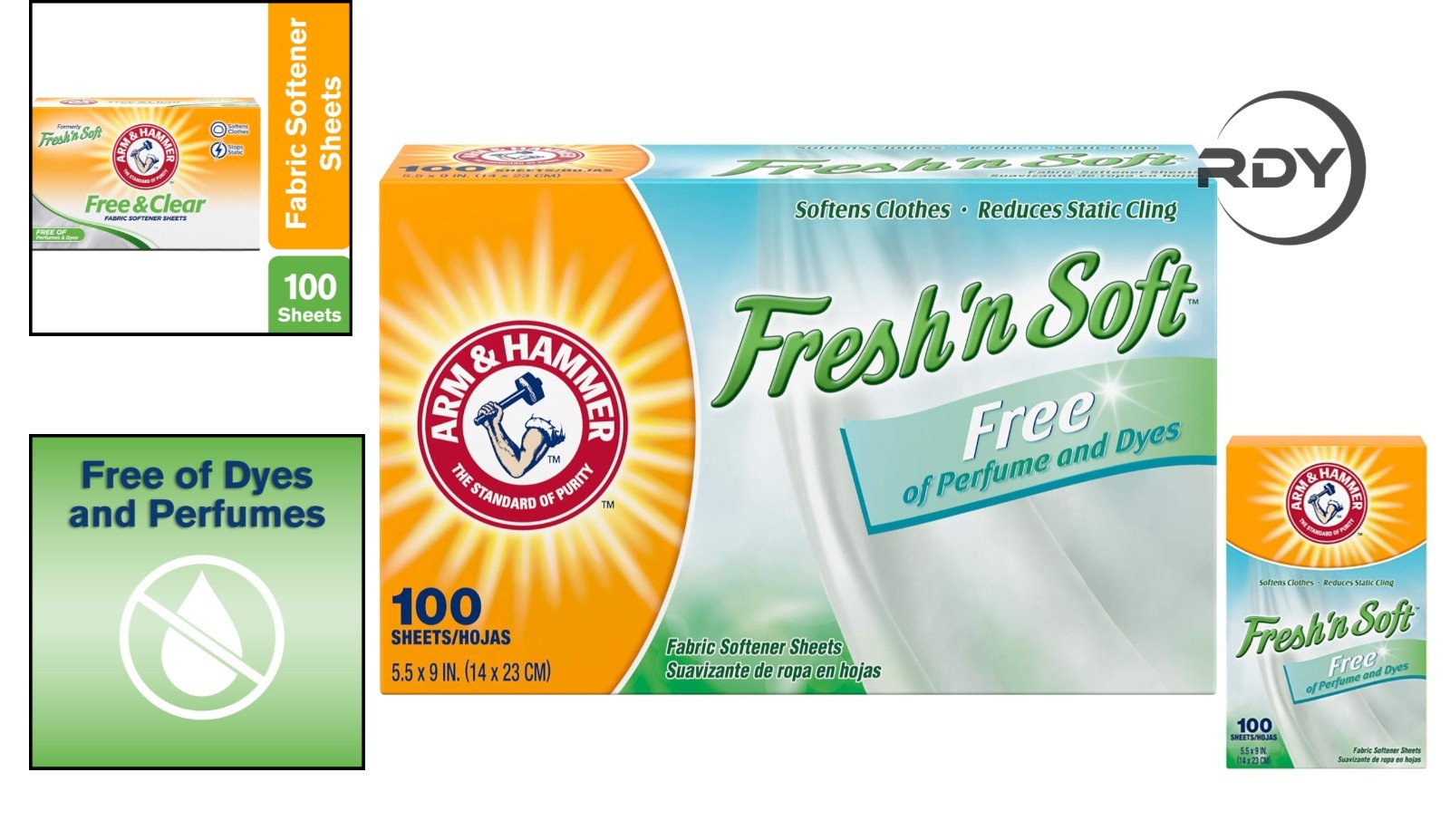 Static Cling Eliminator – ARM & HAMMER 100 Count Dye-Free Fabric Softener Sheets