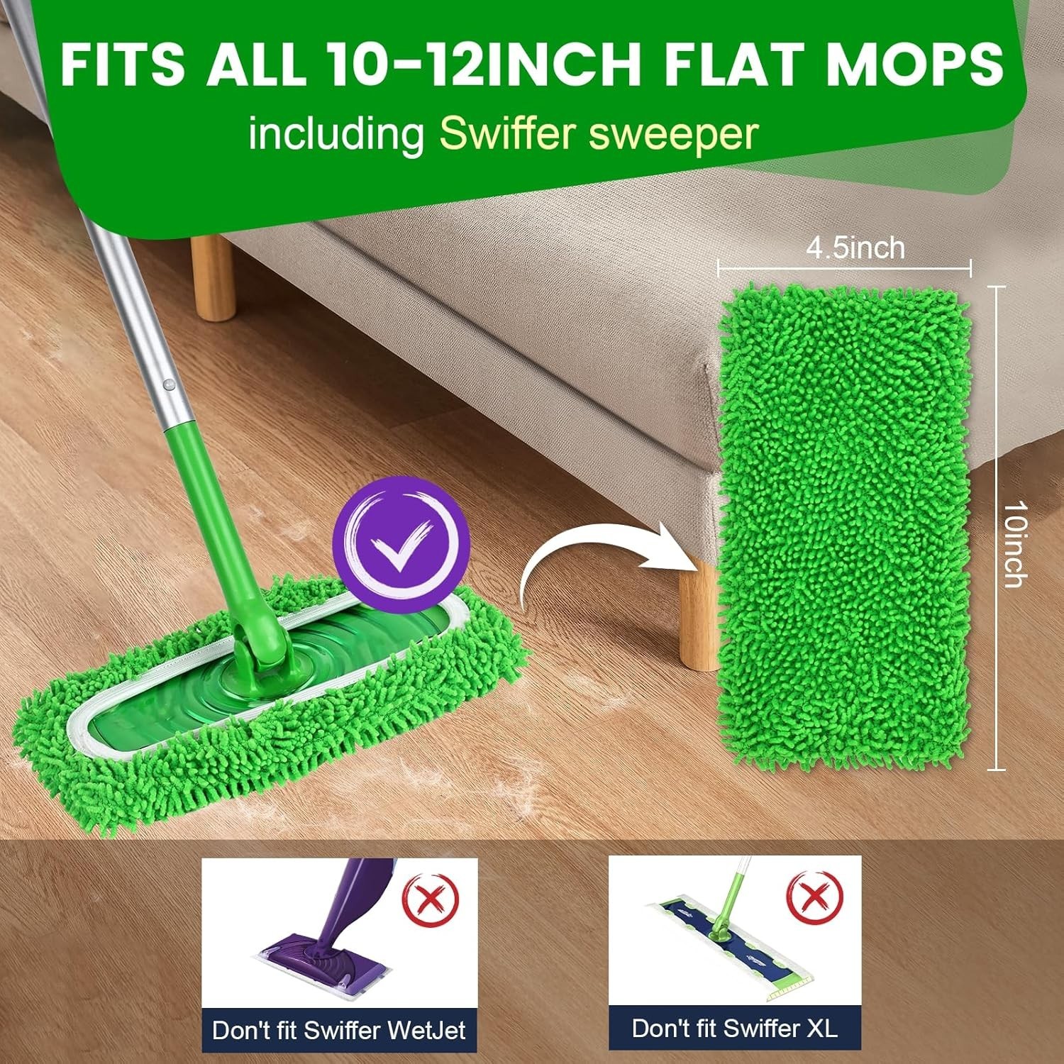 Versatile Reusable Mop Pads – 6 Microfiber Refills for Any Floor Surface