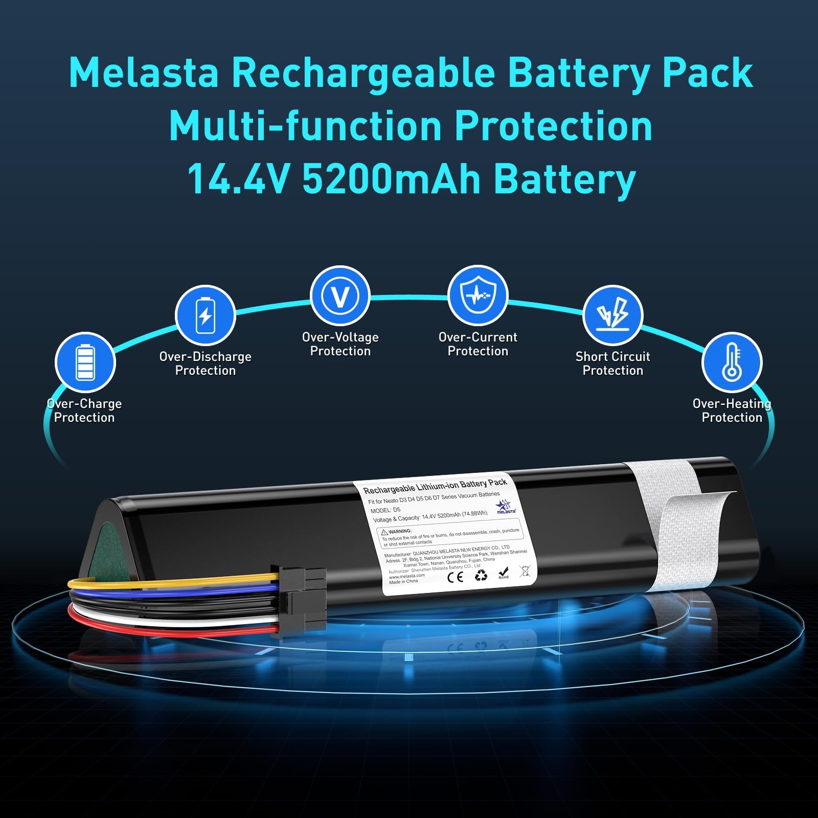 14.4V 5200Mah Replacement Battery for Neato Botvac D3 D4 D5 D6 D7 Robotic