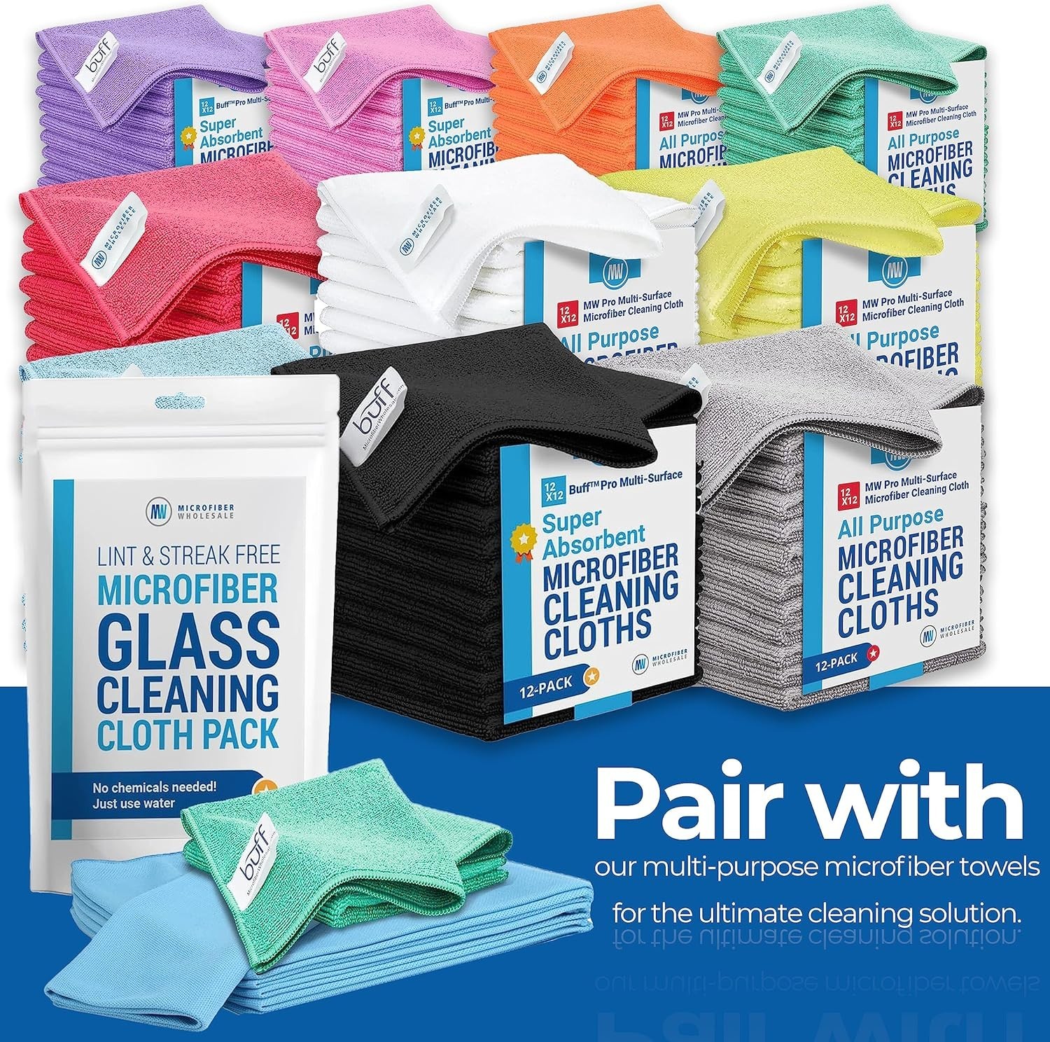Claro 2 Step Glass Cleaning Cloth 8-Pack – Green Wet & Blue Dry Microfiber To…