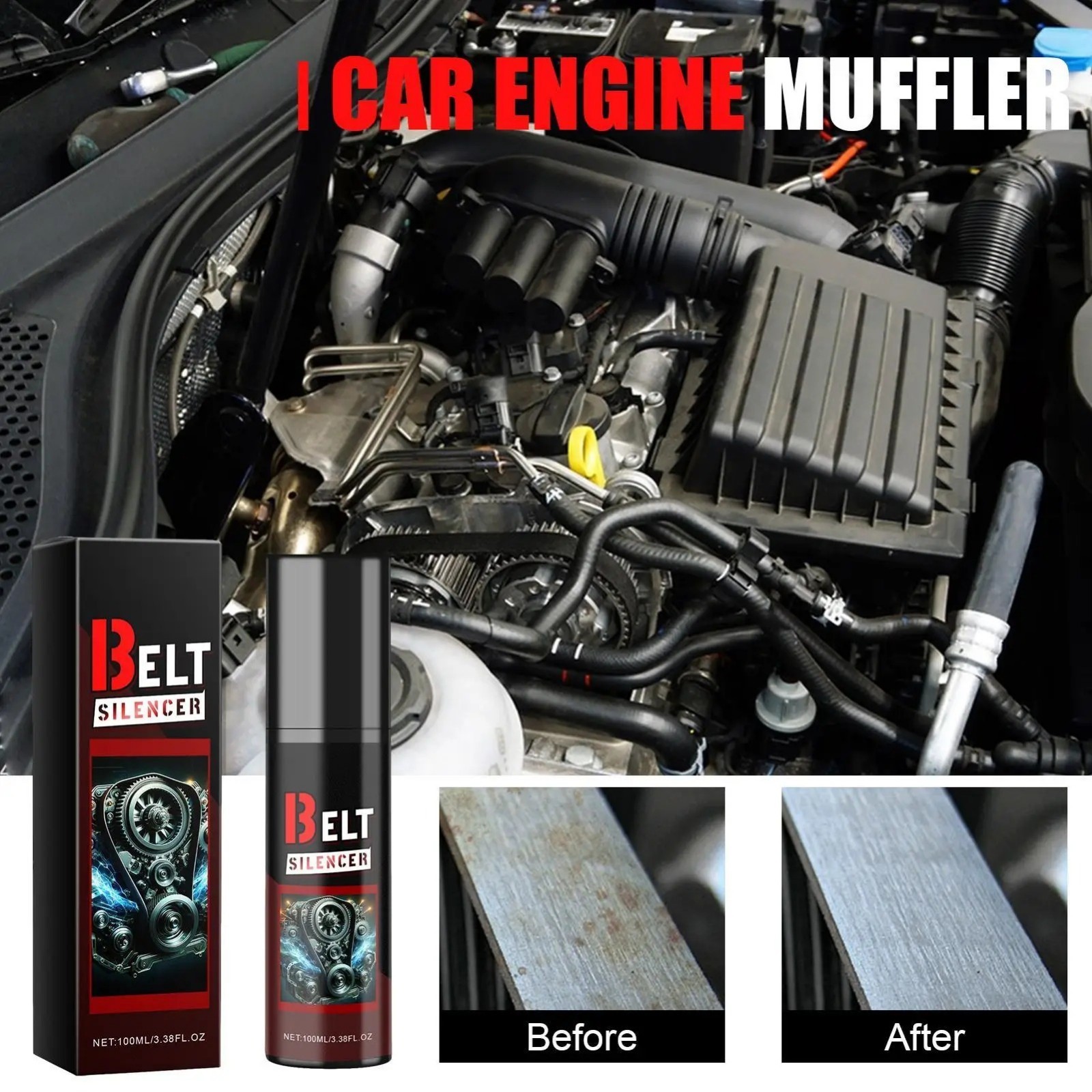 100ml Car Belt Noise Spray Engine Silencer Lubrication Dressing Protection