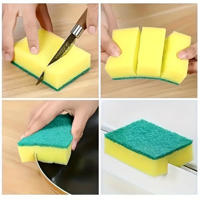 6 PC New Sponge With Scrub Kitchen Dish Cleaning Scouring Anti Scratch Dishware