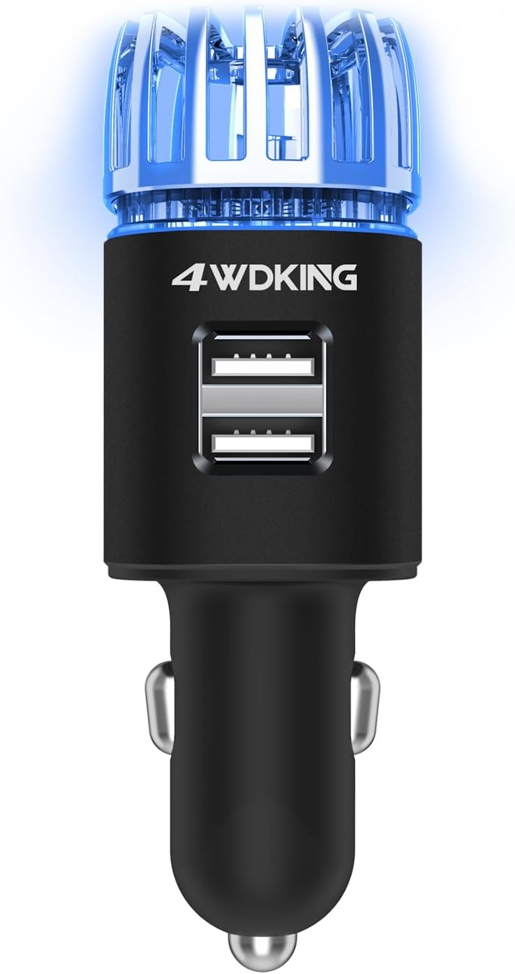 Car Air Purifier Ionizer, 12V Plug-in Car Air Freshener Gadgets with Dual Black