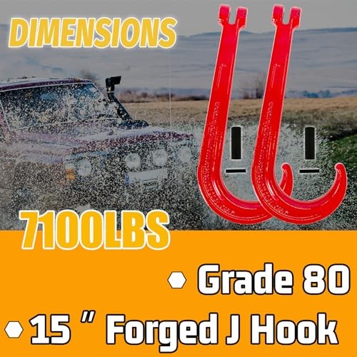 J Hook Towing-G80 Heavy Duty Towing J Hooks with 7100 Lbs 15 Inch Safety latch