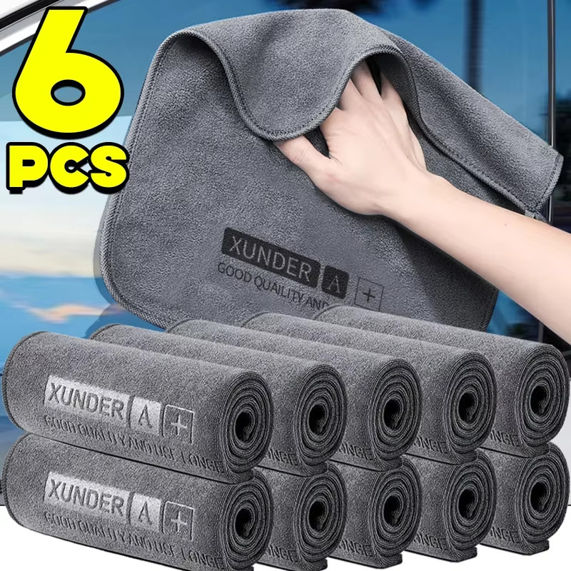 6/1PC High-End Microfiber Car Washing Towel Auto Cleaning Drying Cloth Hemming C