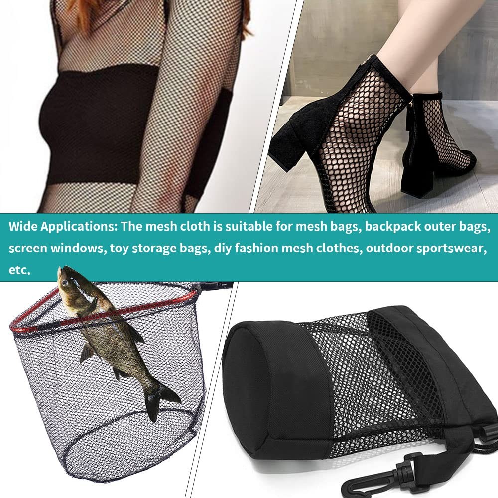 Black Mesh Fabric 62 X 59 Inch Soft Mesh Netting Slightly Stretchy For Shopping