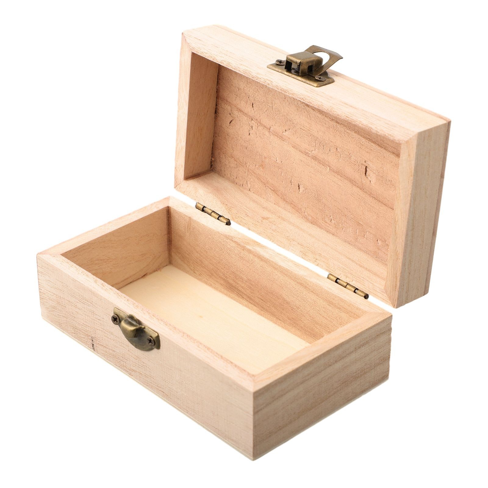 Plain Wood Wooden Square Hinged Storage Boxes Craft Box